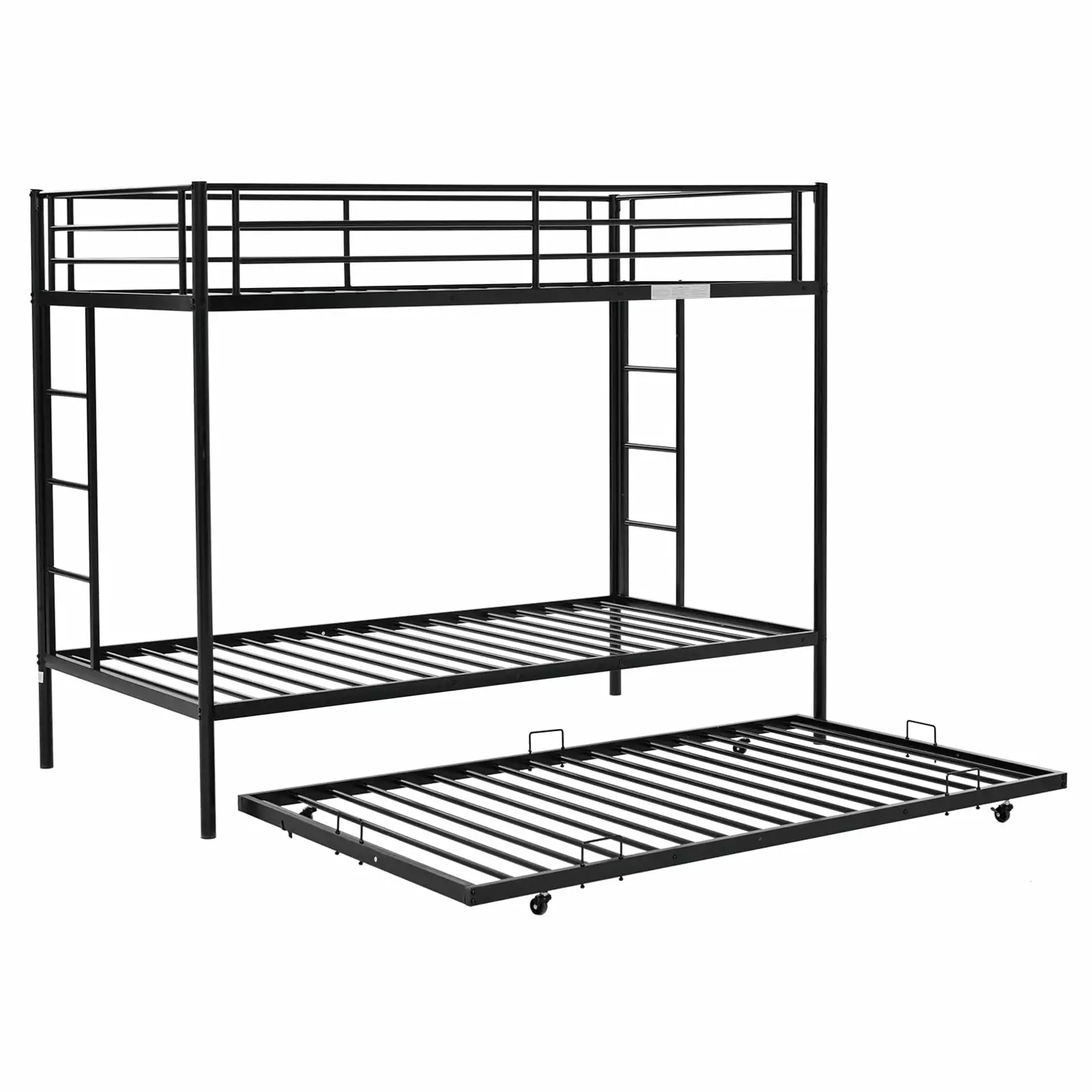 UBesGoo Metal Twin Bunk and Daybed Protective Guardrails and Ladder Twin Size Trundle Bed Black