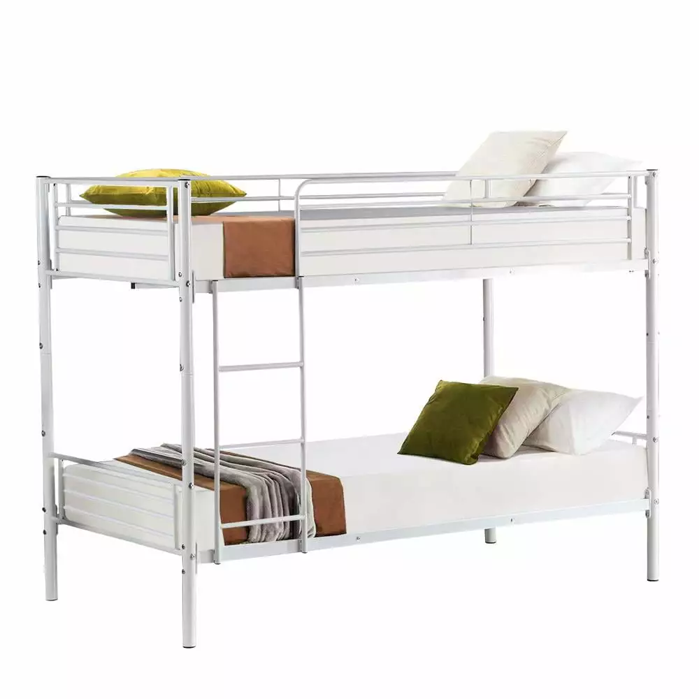 UBesGoo Twin over Twin Metal Bunk Bed Frame Ladders White
