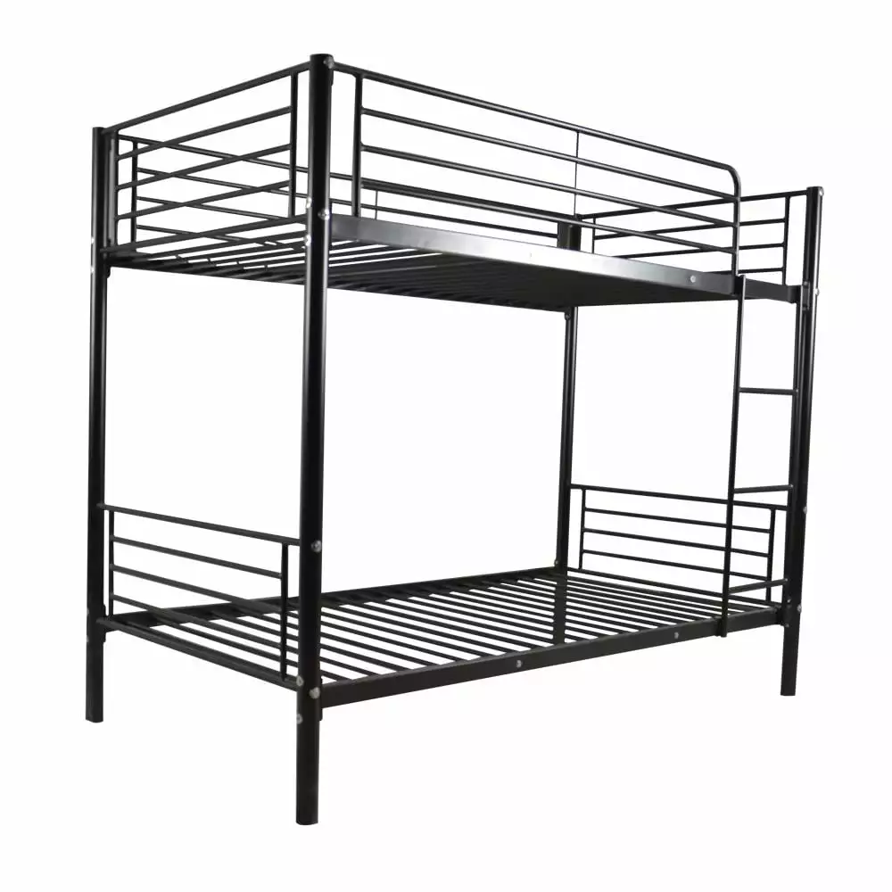 Winado Iron Bunk Bed Frame Ladder Kids Teens Adults Twin Size Black