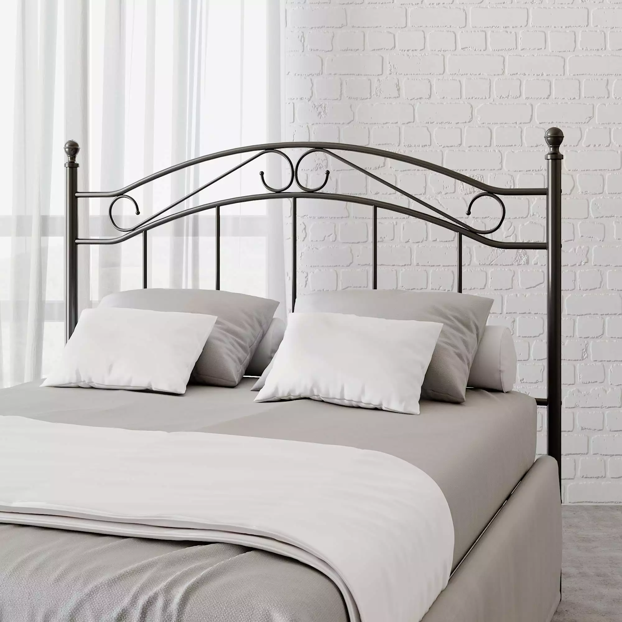 Mainstays Full/Queen Metal Headboard Delicate Detailing - Black