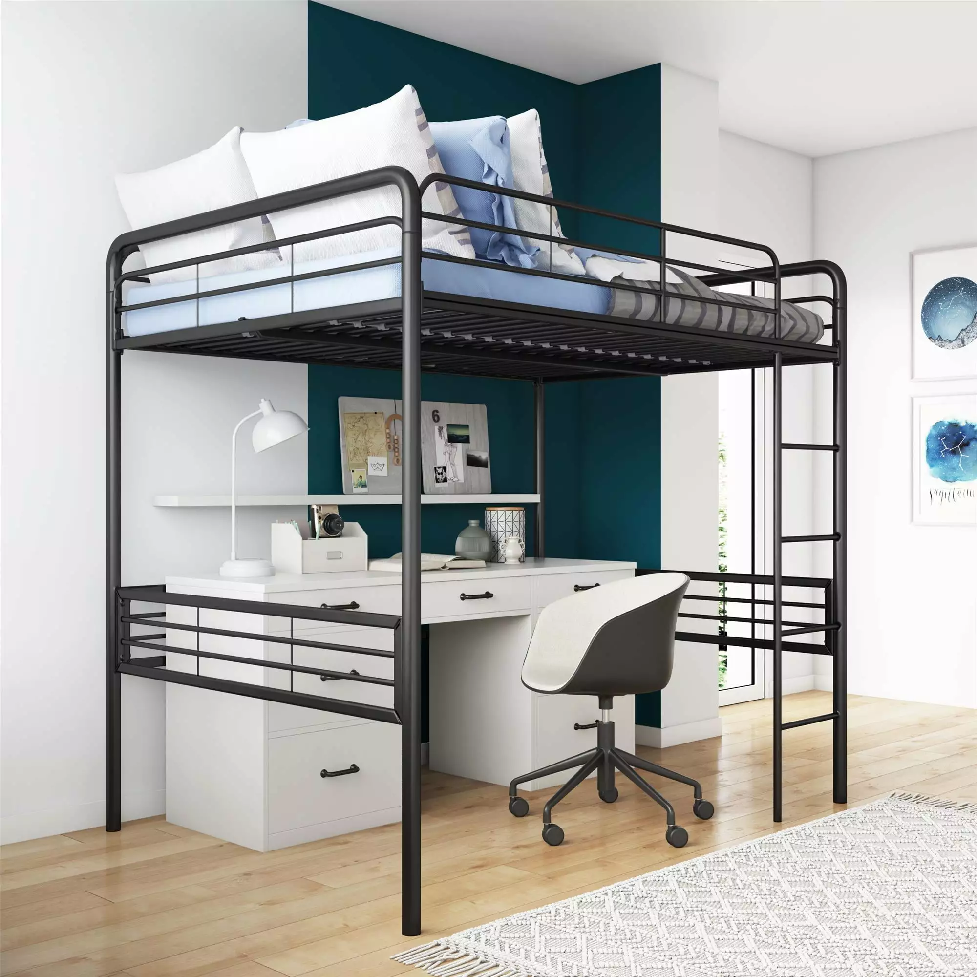 DHP Tommy Full Metal Loft Bed Black