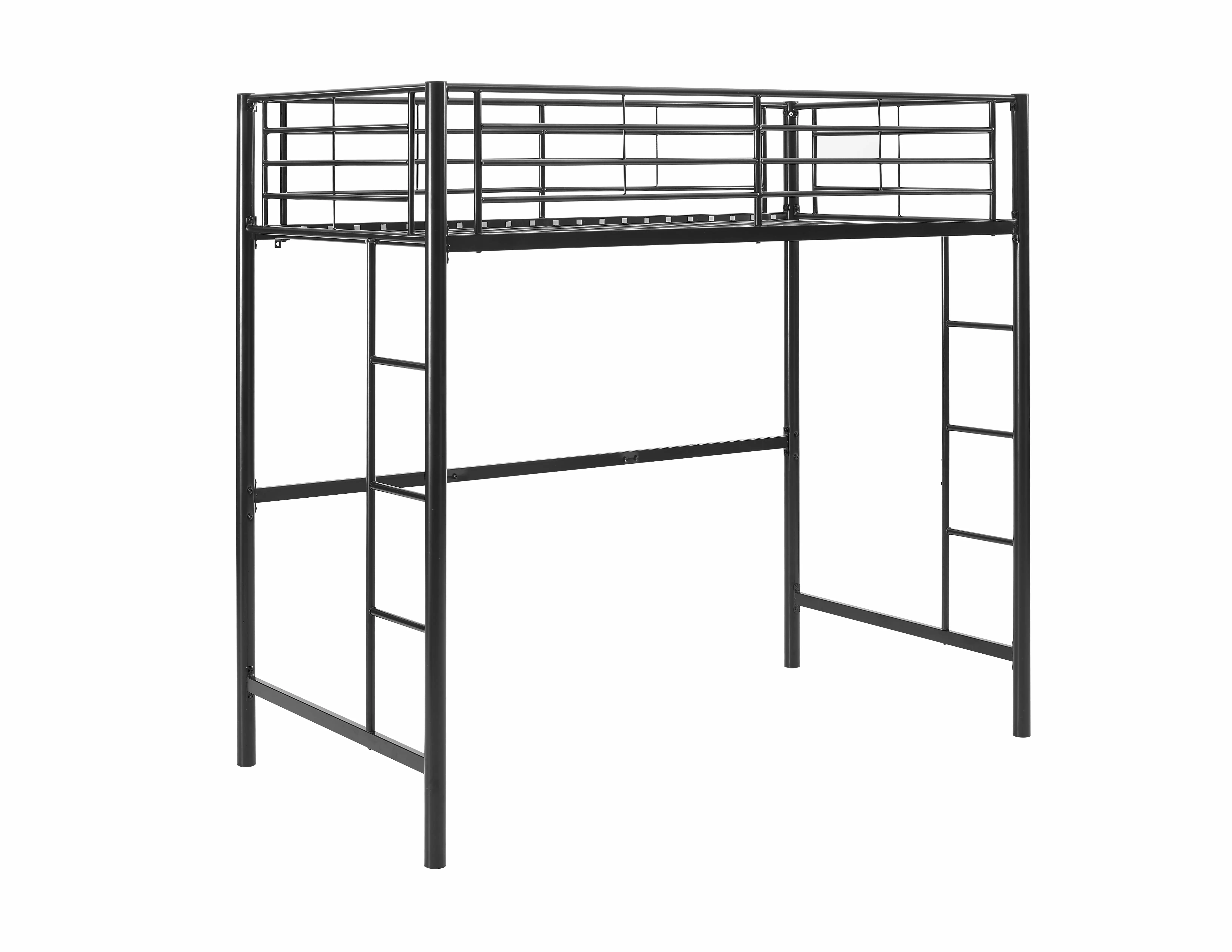 Metal Twin Loft Bunk Bed Black Heavy Duty Space Saving Bed Frame Walker Edison