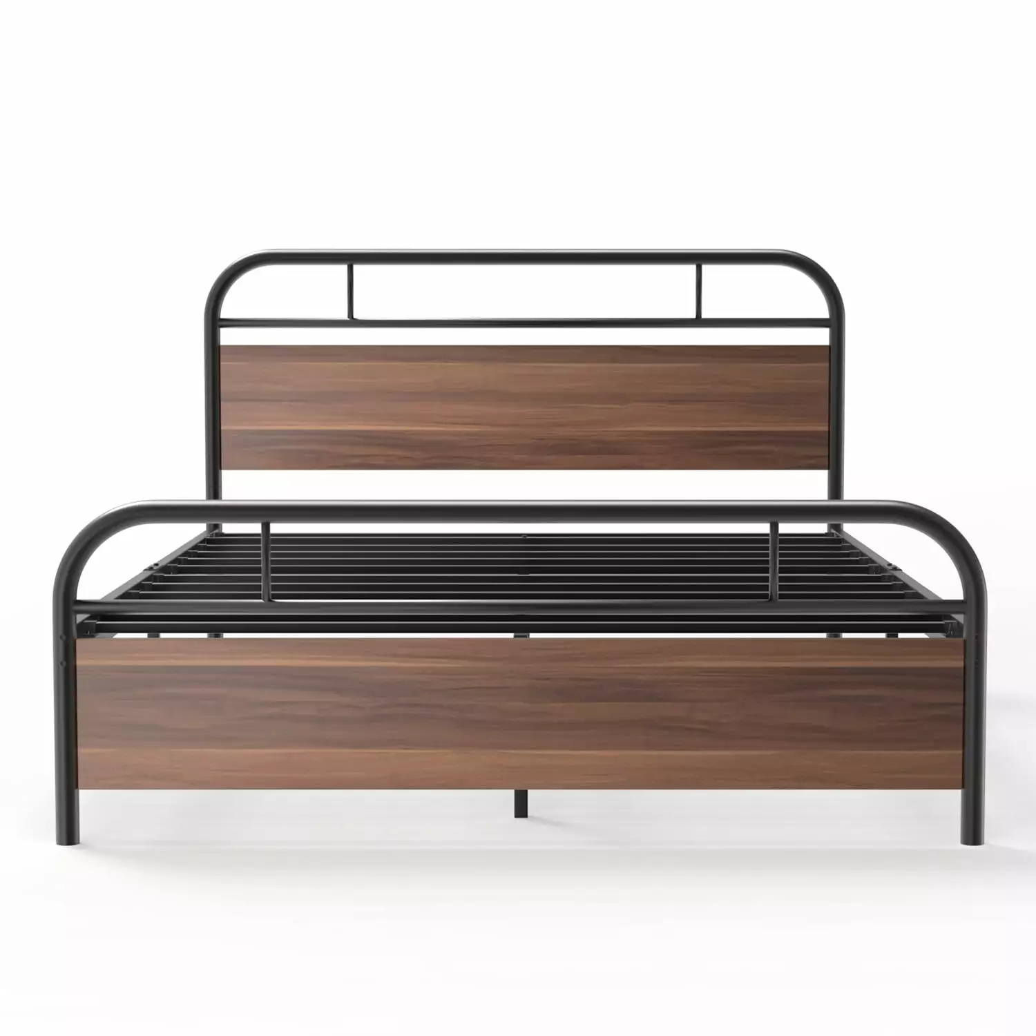 Nazhura Metal Platform Bed Queen Size Headboard and Footboard No Box Spring Needed Black Iron Bed Frame