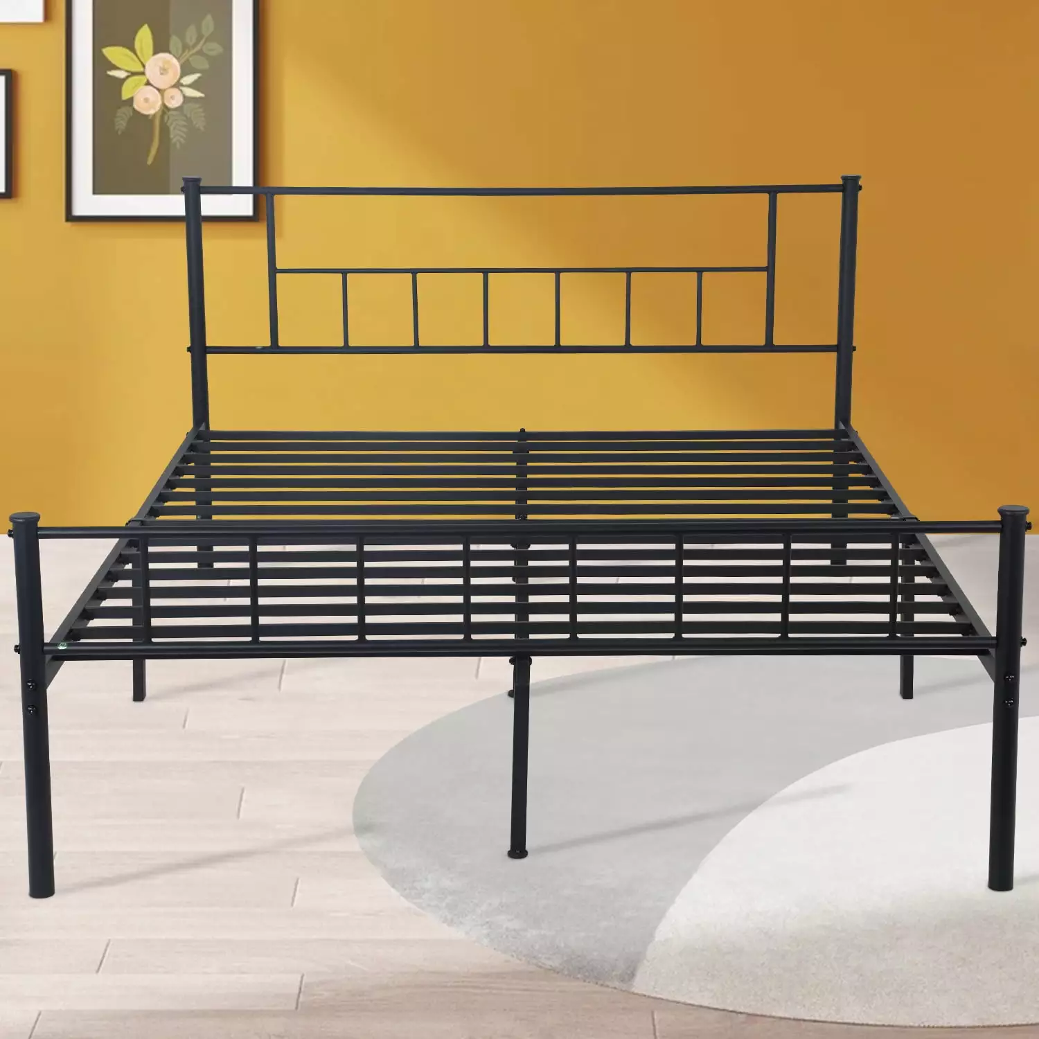 NiamVelo King Metal Platform Bed Frame Headboard Noise-Free Support