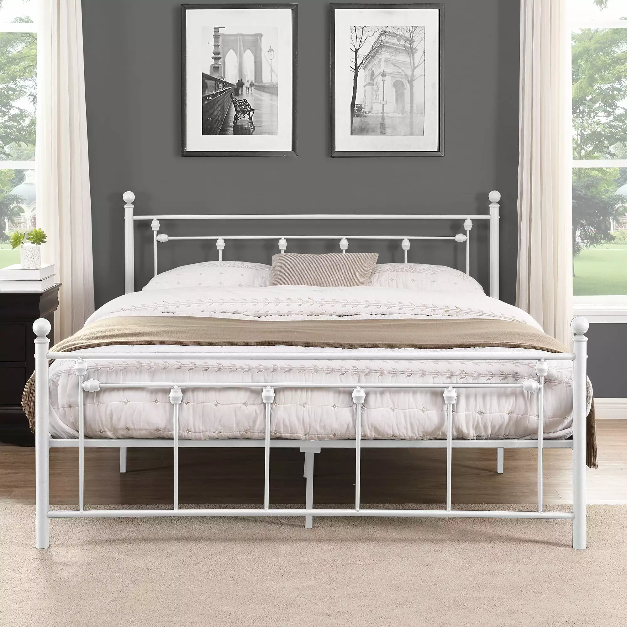 Metal Queen Bed Frame Headboard and Footboard Heavy Duty Platform Bed Q17223 uhomepro