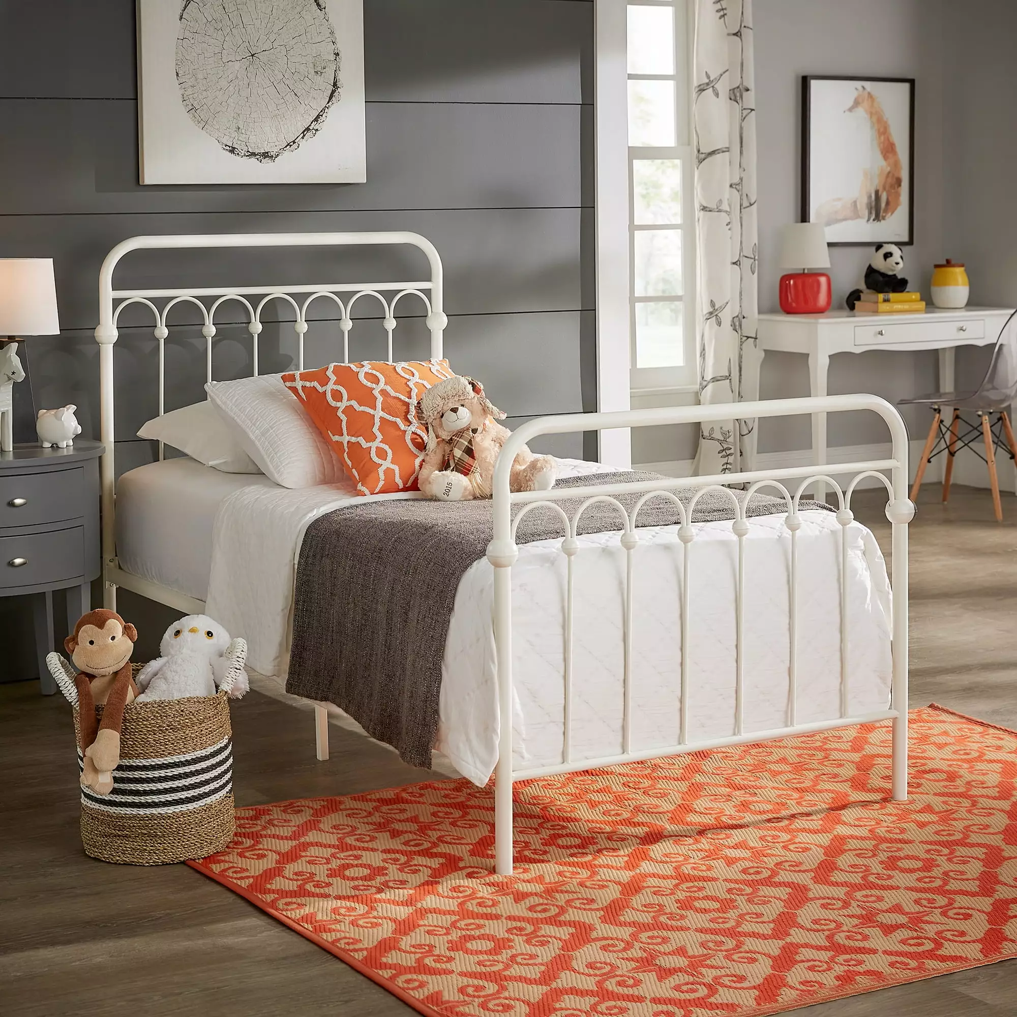 Weston Home Gabrielle Metal Arches Platform Twin Bed White