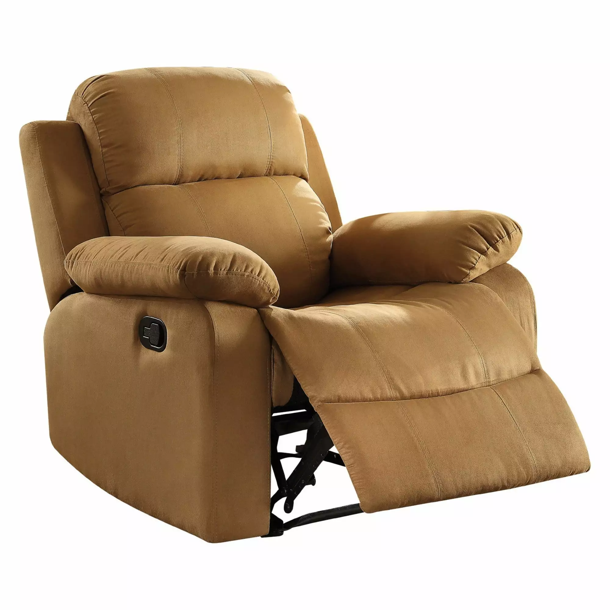 Benjara Parklon Recliner Brown Microfiber Elegant Living Benzara
