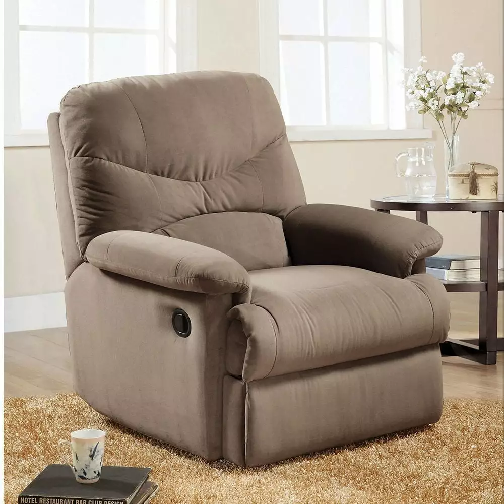 Arcadia Microfiber Recliner Light Brown - Comfortable and Durable Home Go Green Woods