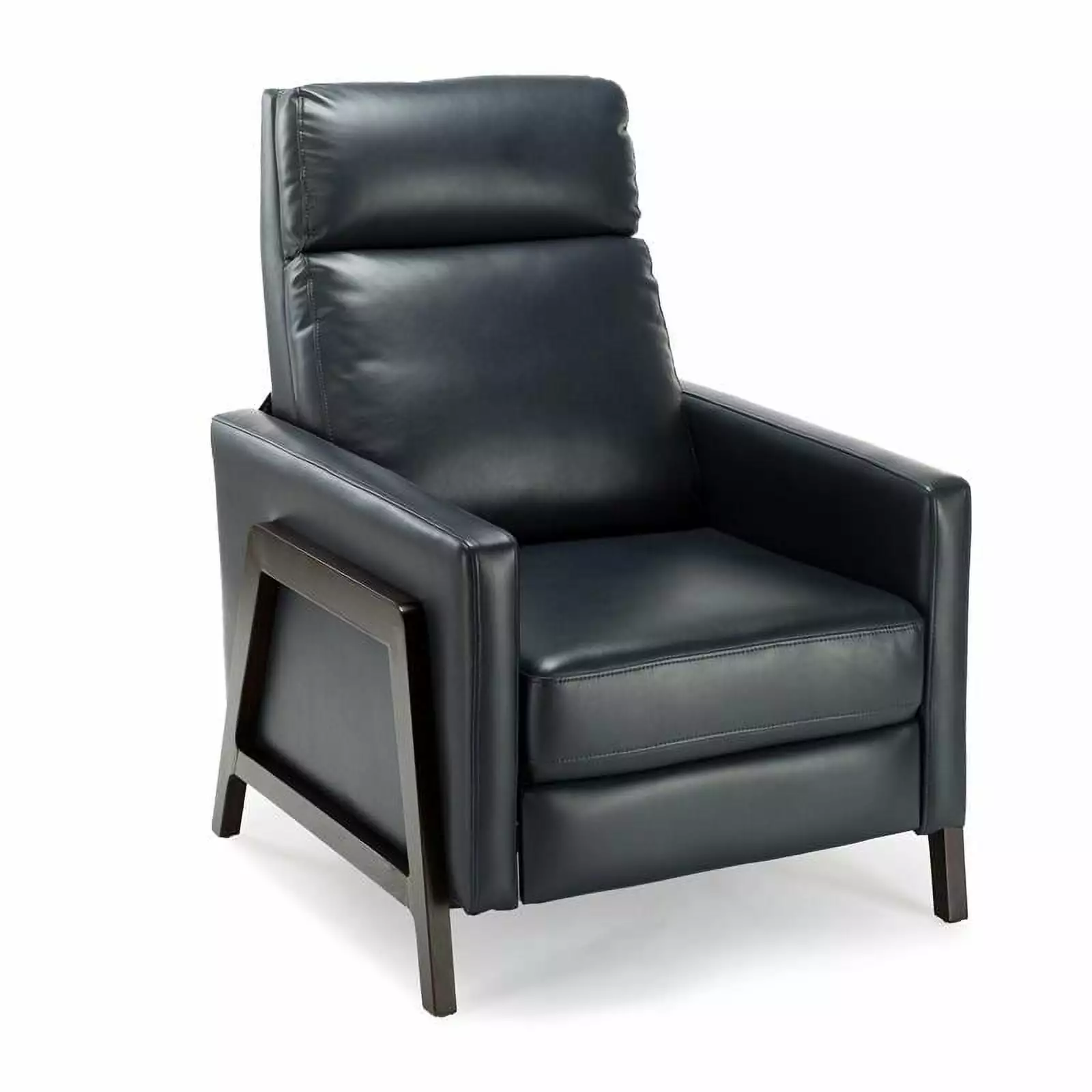 Bowery Hill Mid-Century Push Back Faux Leather Recliner Midnight Blue - Modern Living Room Chair