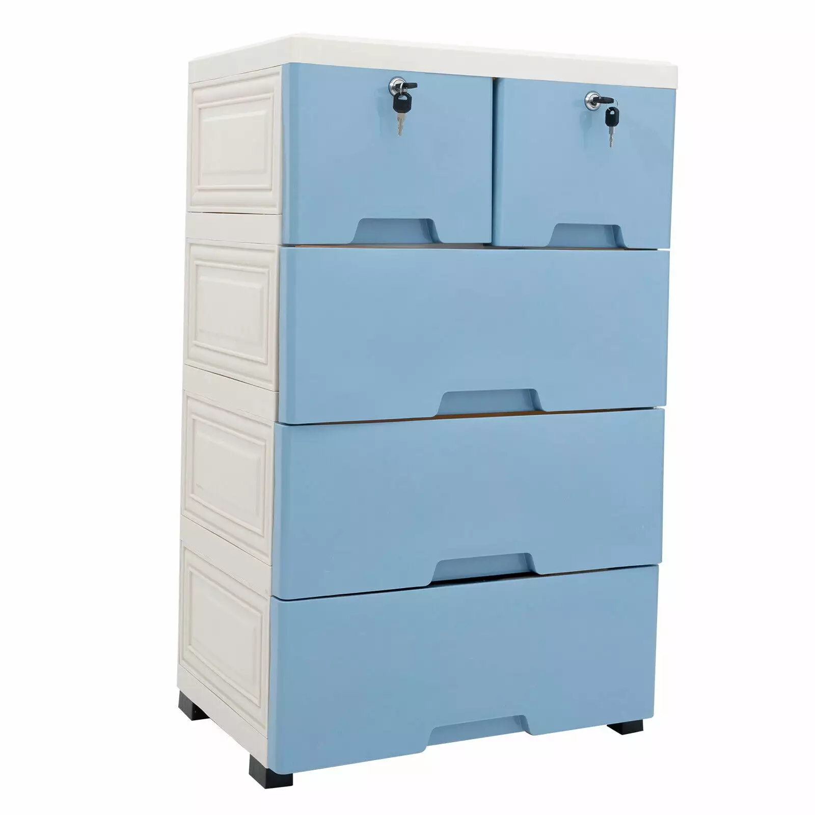 CNCEST 6 Drawer Chest Drawers Dresser Furniture Cabinet Bedroom Storage 4 Wheels