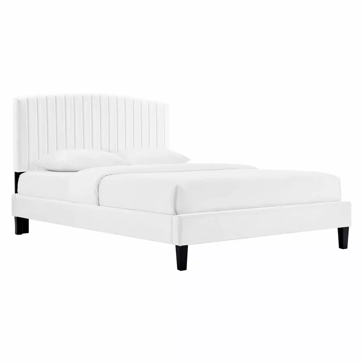 Modway Alessi Modern Velvet Twin Platform Bed White Functionality Design