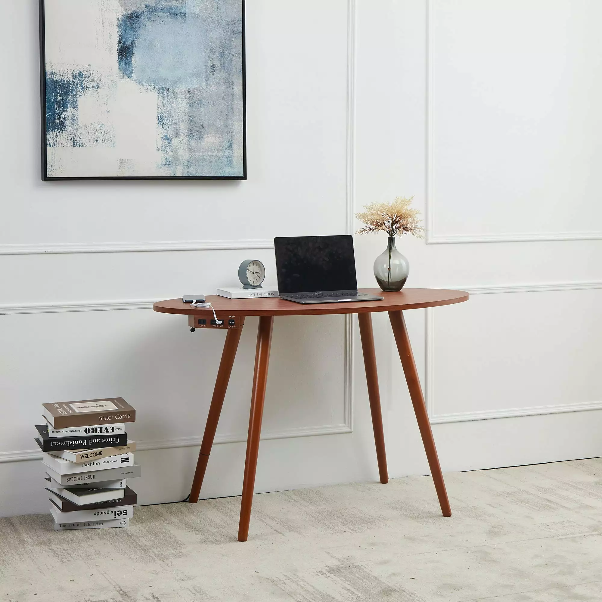FENLO Future Oval Mid-Century Modern Desk USB-C Charging Station