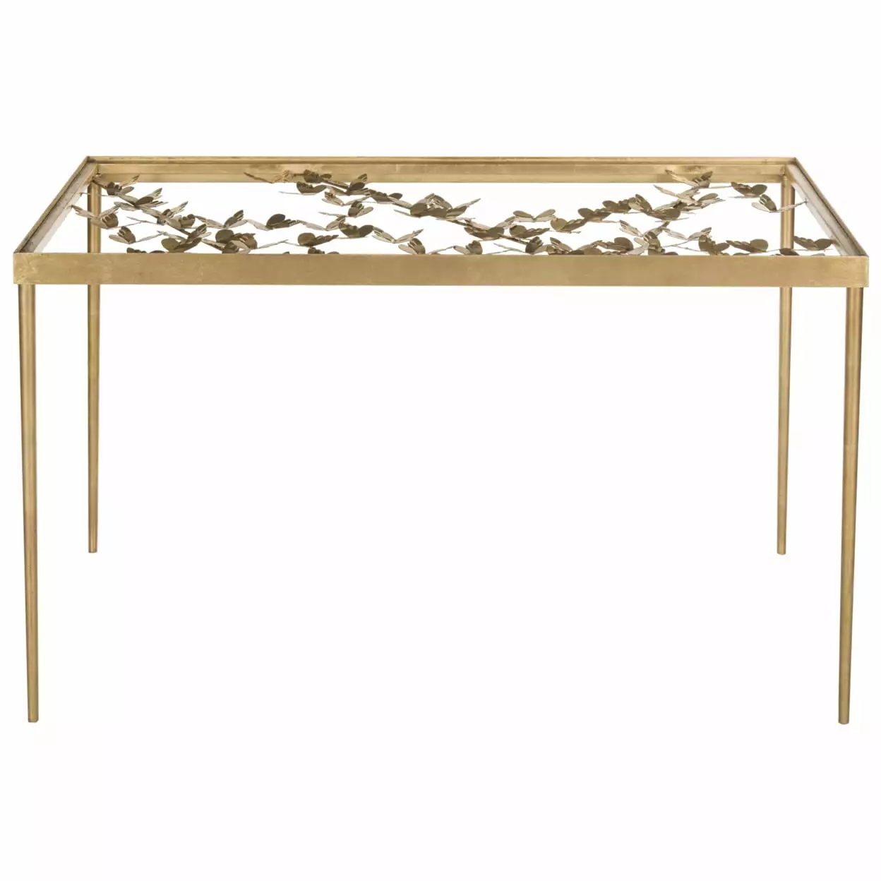 SAFAVIEH Rosalia 29.5 Inch Butterfly Glass Top Desk Gold and Clear