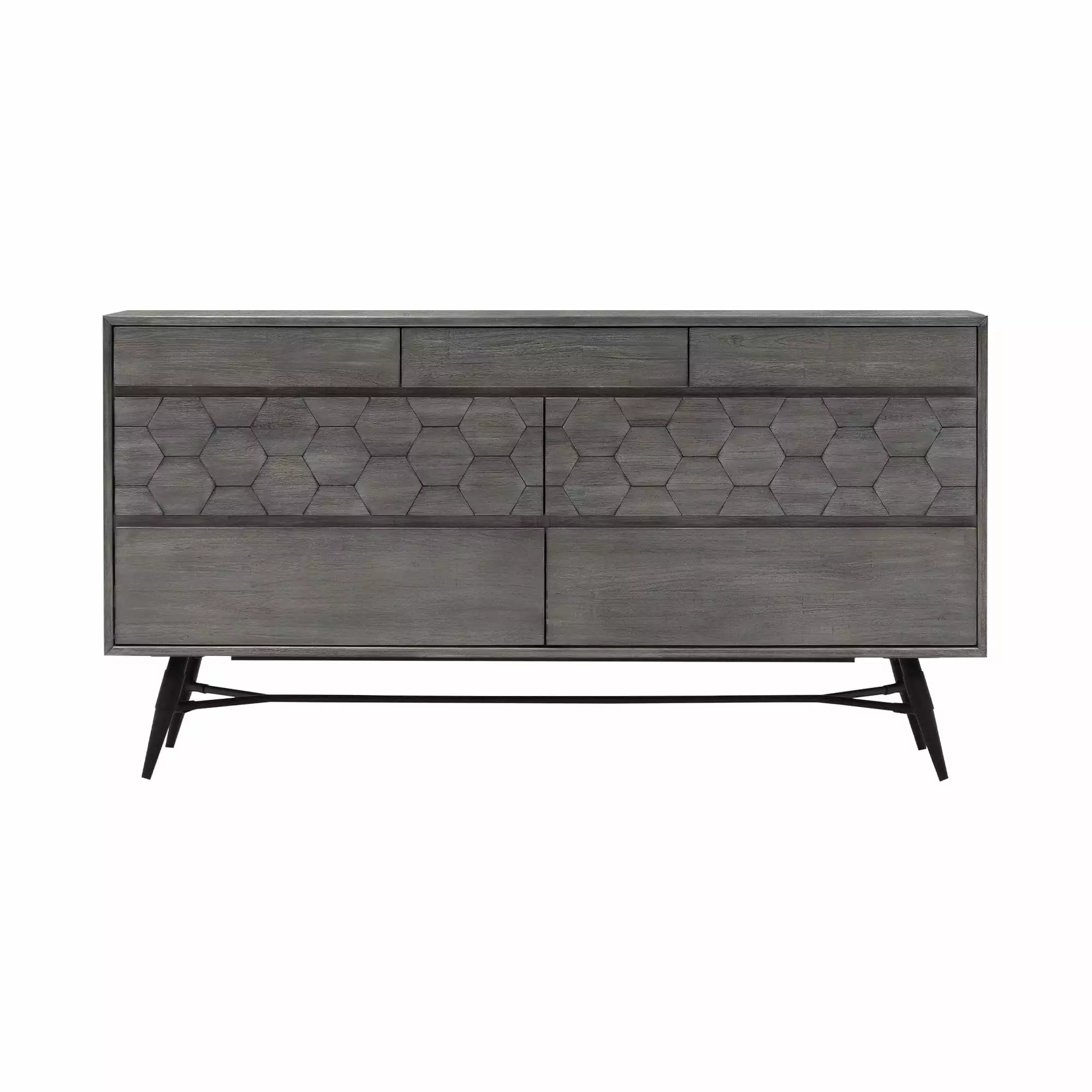 Armen Living Makena 61 6-Drawer Modern Wood Dresser Gray