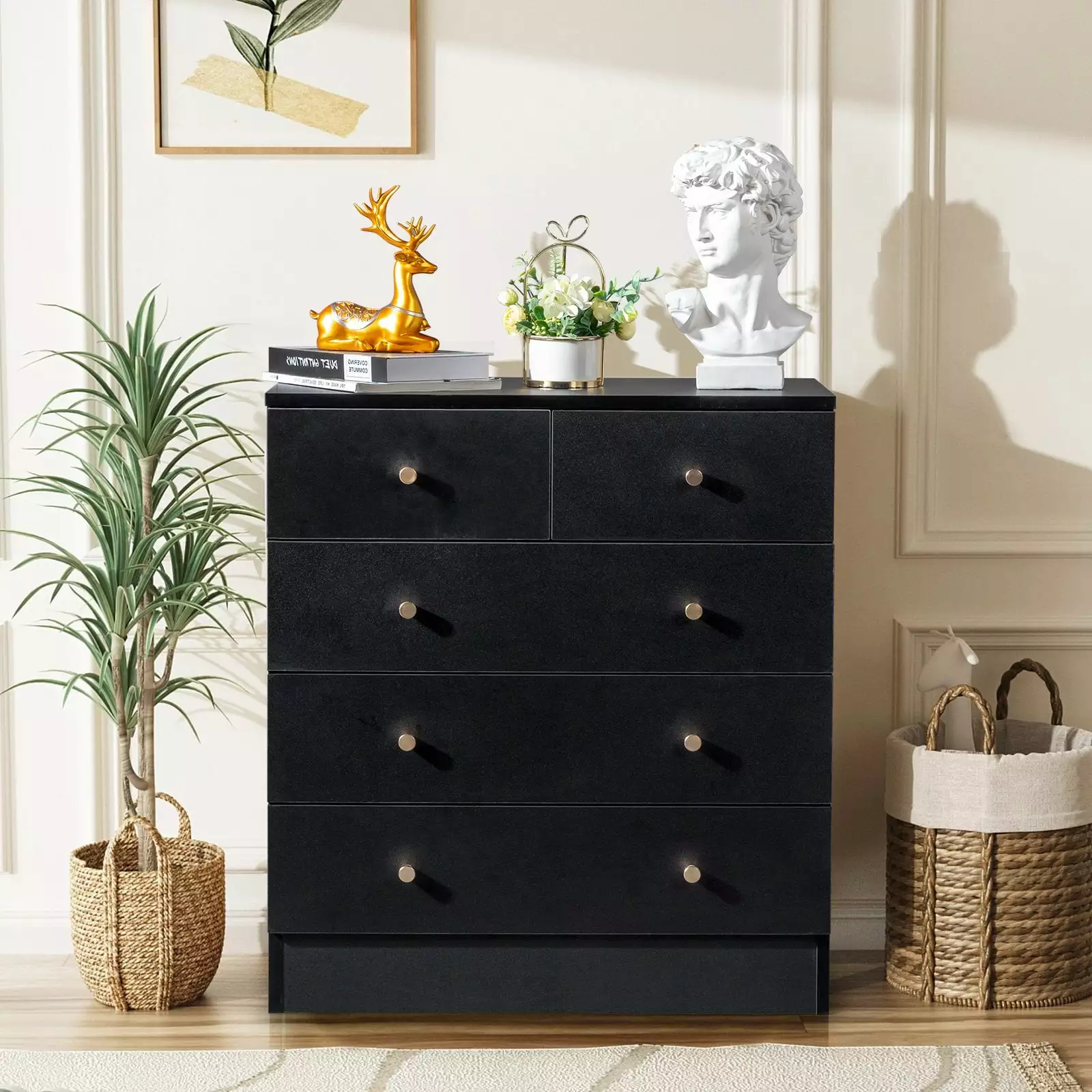 EasingRoom 5-Drawer Wooden Dresser Chest Modern Storage Cabinet Bedroom FCH