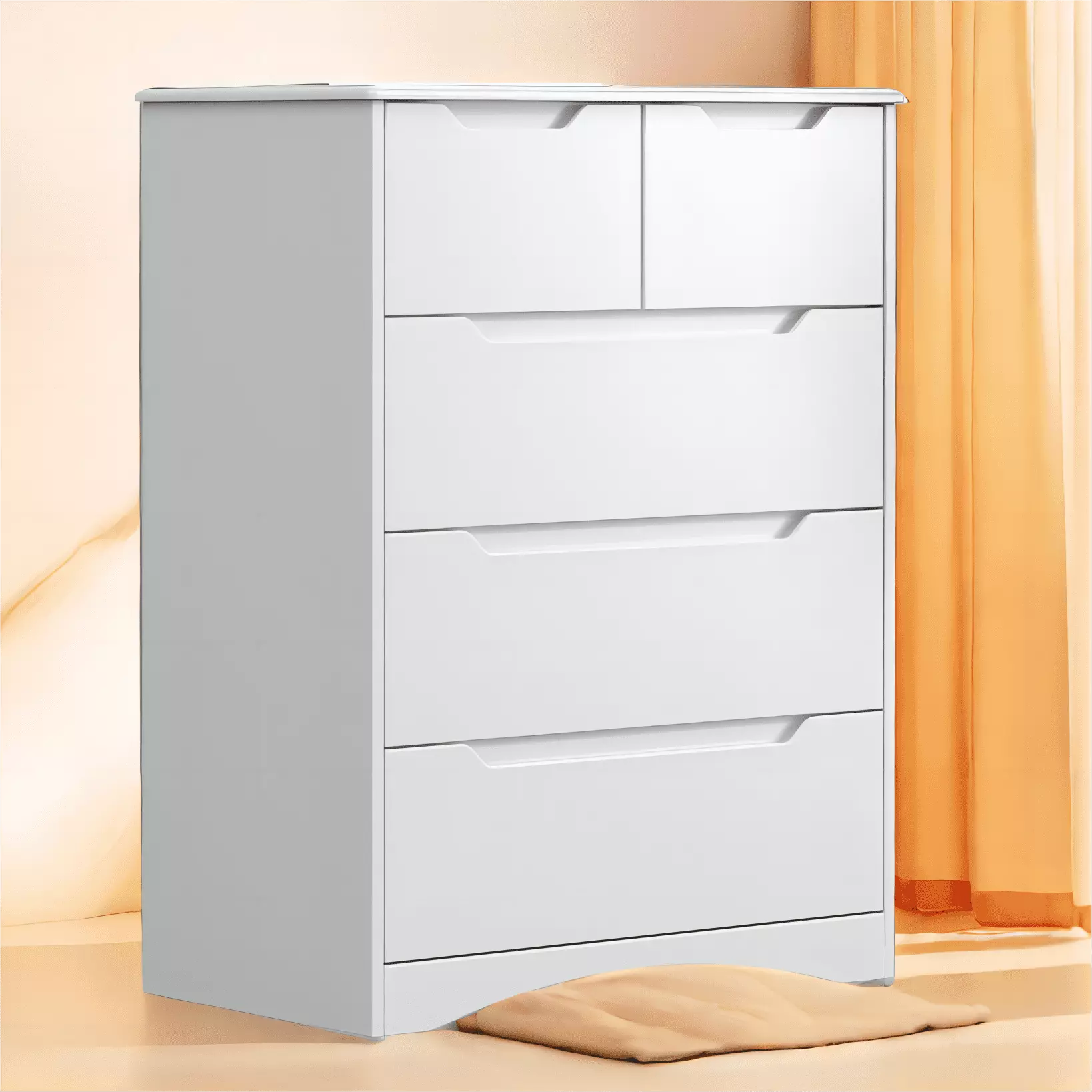 Lofka Modern White 5 Chest Drawers Dresser Bedroom Wardrobe Storage