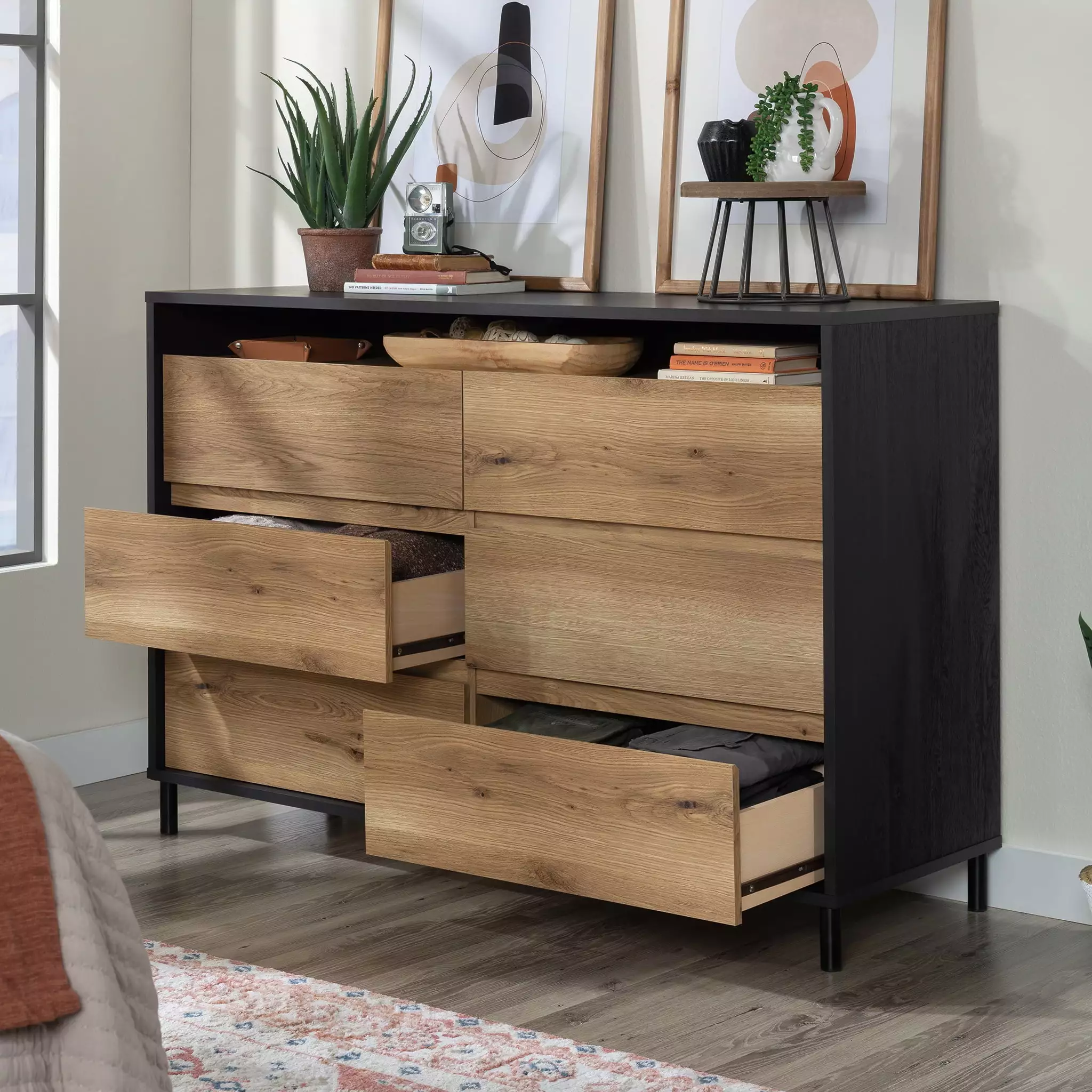 Sauder Acadia Way Modern 6-Drawer Dresser Raven Oak Finish