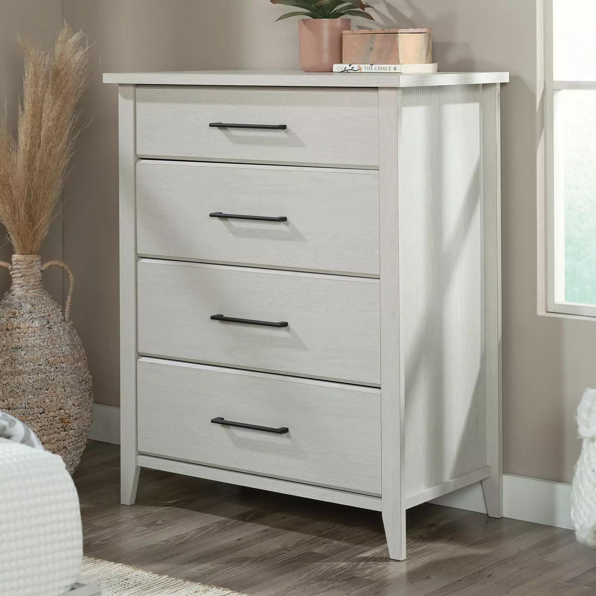 Sauder Summit Station Modern 4 Drawer Dresser Glacier Oak
