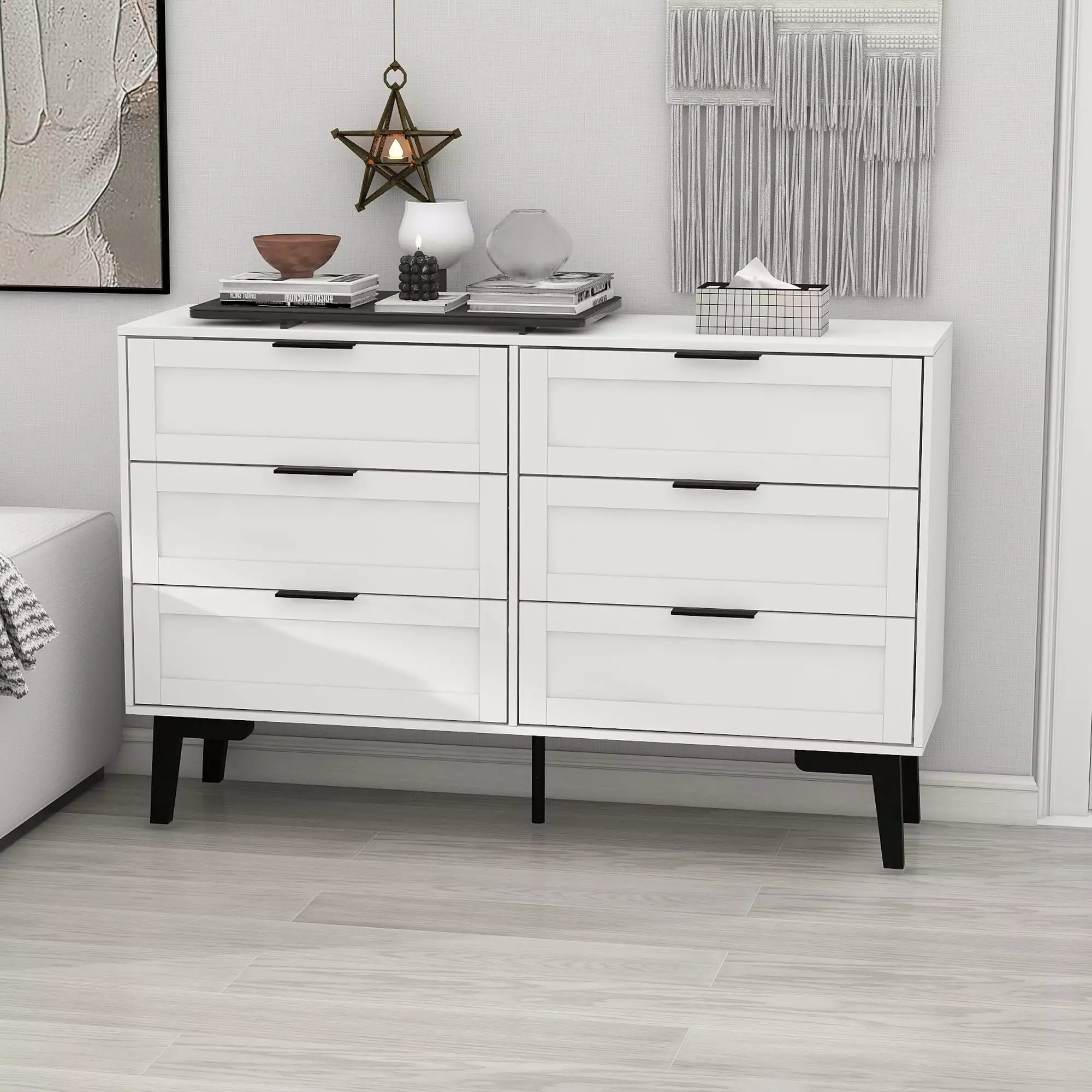 TaoHFE 6 Drawer Dresser Bedroom - Modern Wood Dresser Nursery and Living Room