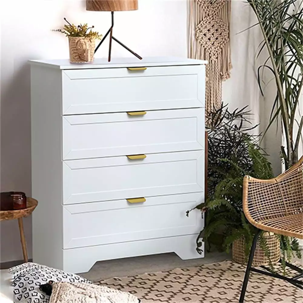 Modern 4 Drawer Dresser - 37inch Tall Wood Nursery Dresser Bedroom and Closet UYIHOME