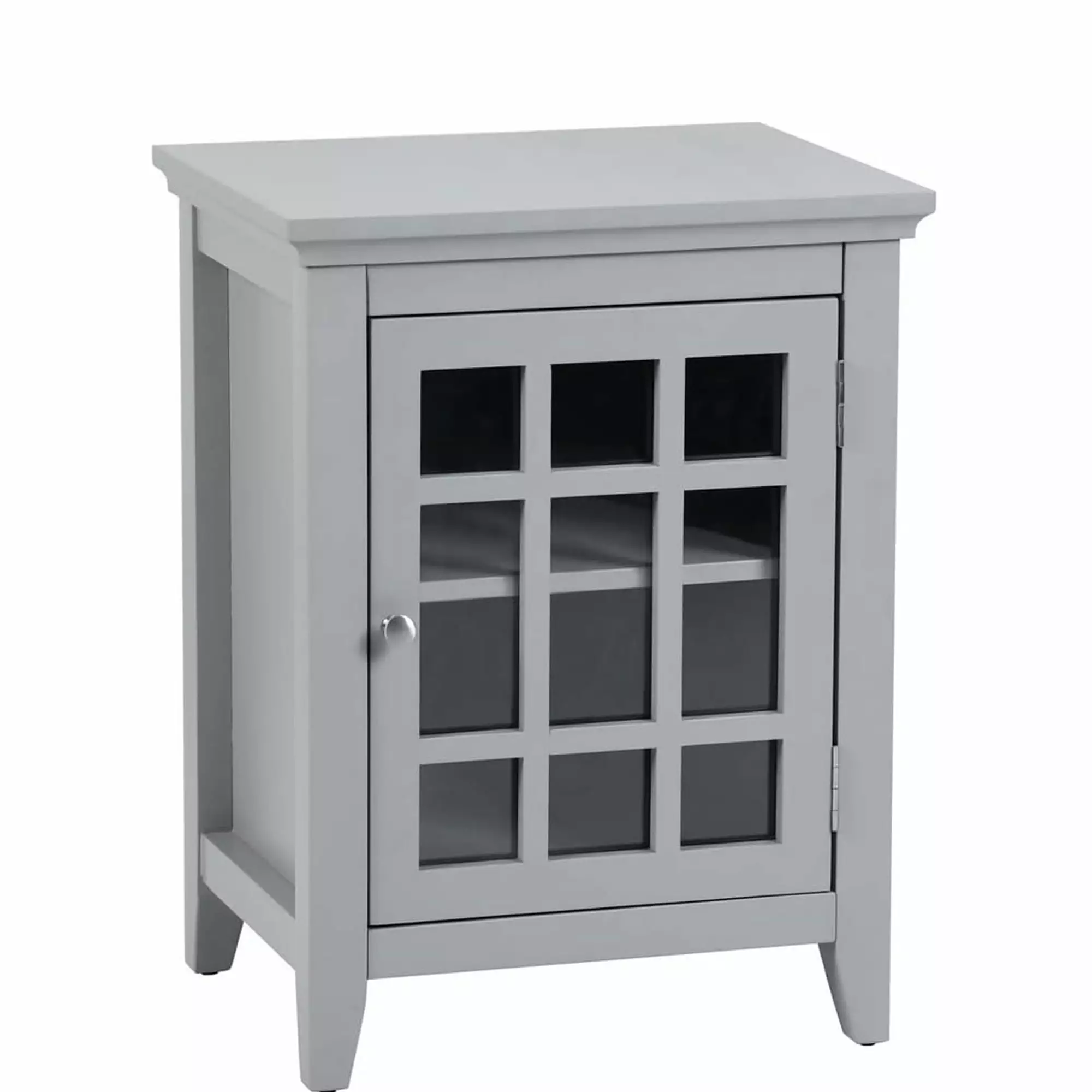Highsound Modern Wooden Nightstand Mesh Door and 2 Shelves Bedside End Table Grey