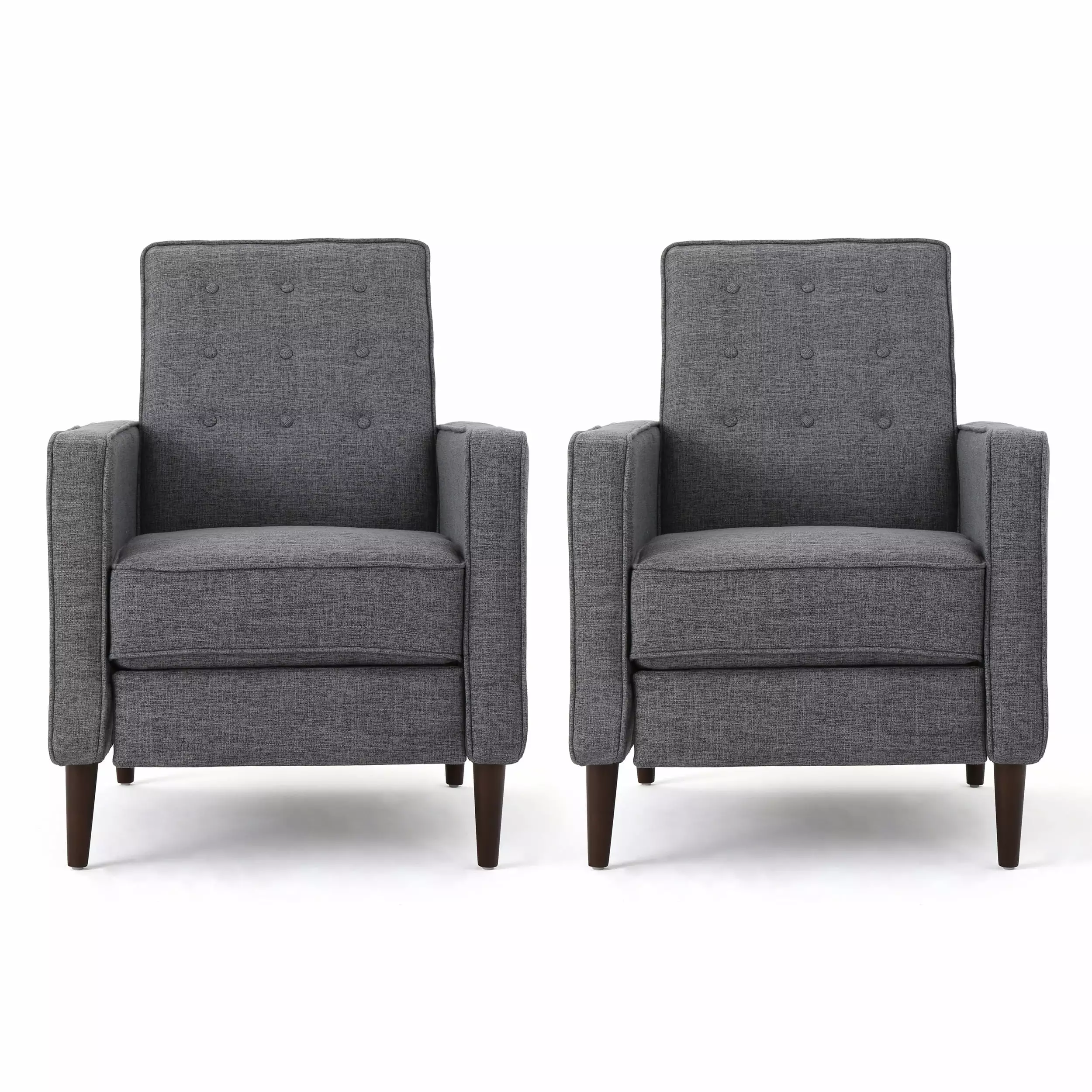 GDF Studio Marston Mid Century Modern Fabric Recliner Set 2 Grey GDFSTUDIO