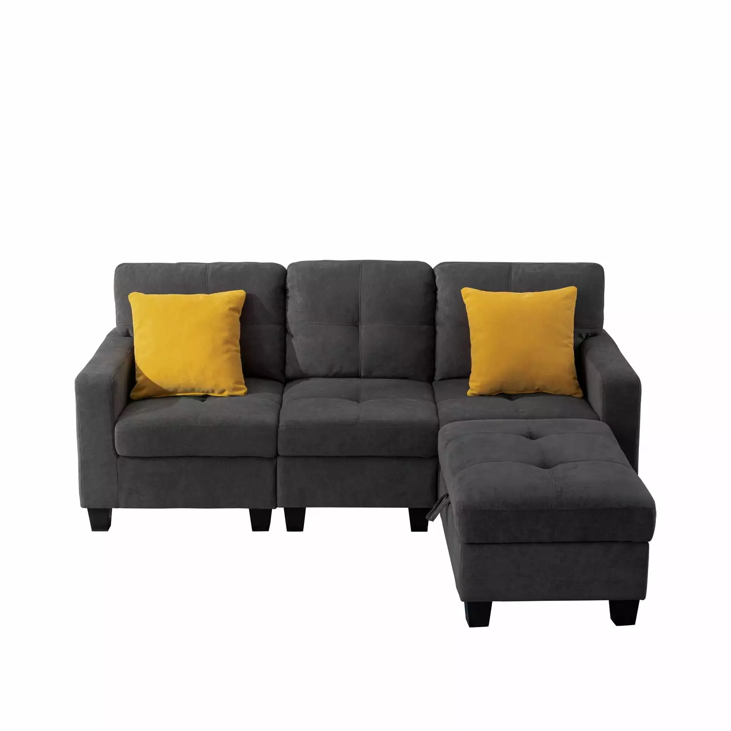 Alexent Modular 4Pc Sectional Sofa Ottoman Dark Gray Living Room