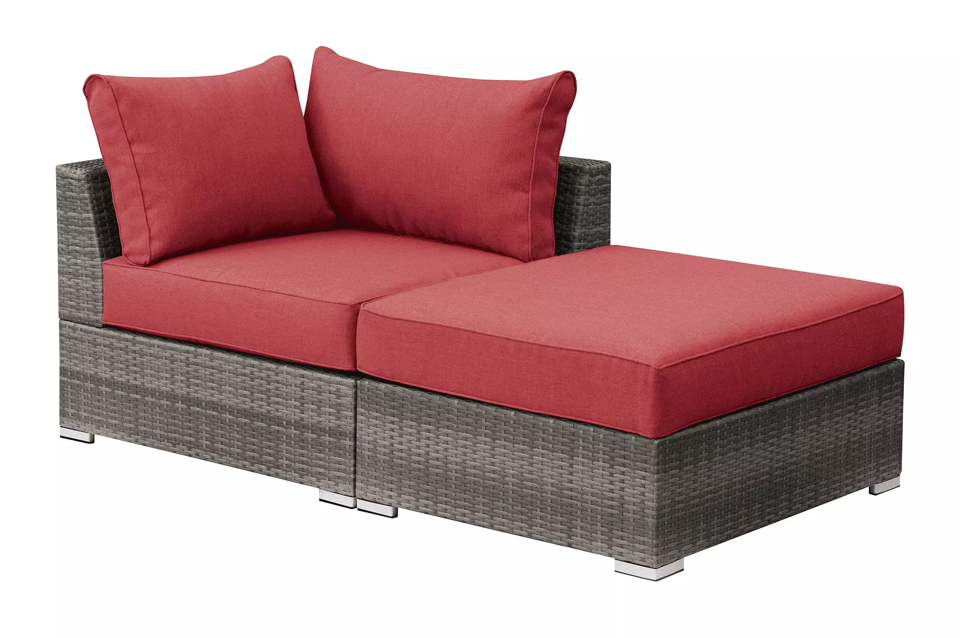 Modern Modular Sectional Sofa Set 2Pc Red Fabric Contemporary Living Room Jamini
