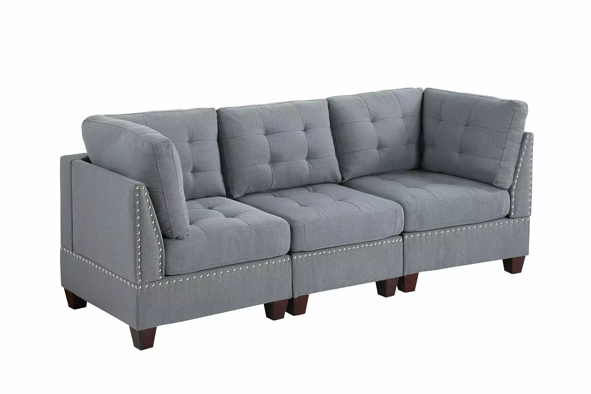 Modern Modular Sectional Sofa Set 3Pc Gray Spacious Living Room Jamini
