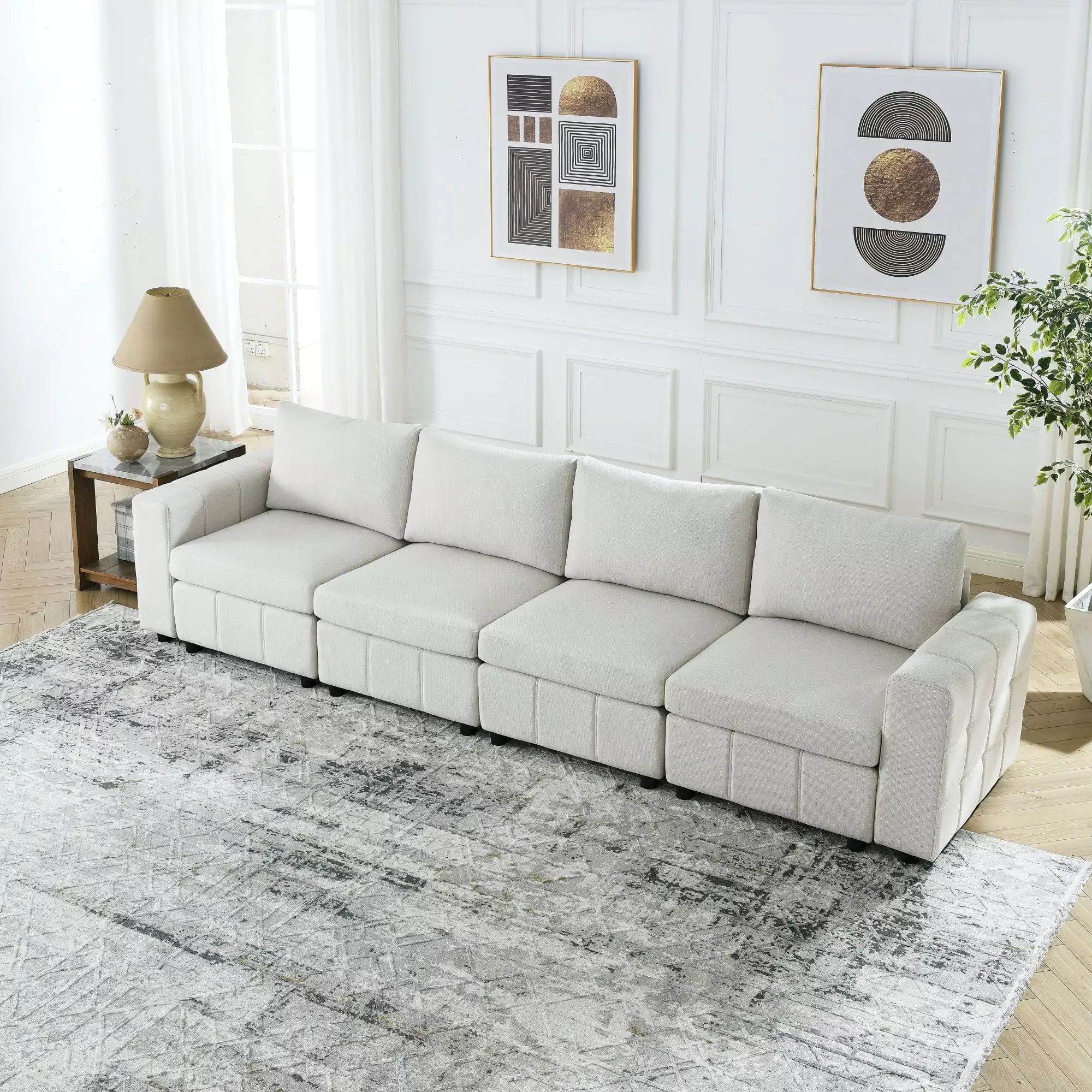 Upholstered Modular Sectional Sofa Living Room - 4-Seater Comfortable Apartment Sofa ANTFURN