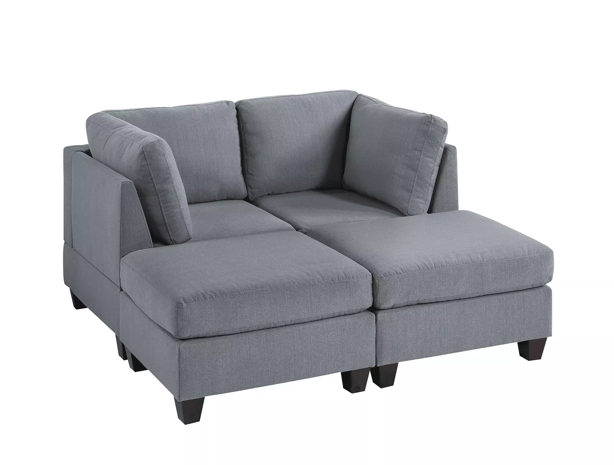 Modern Modular Sectional Sofa Set - 4Pc Gray Fabric Sofa Living Room Jamini