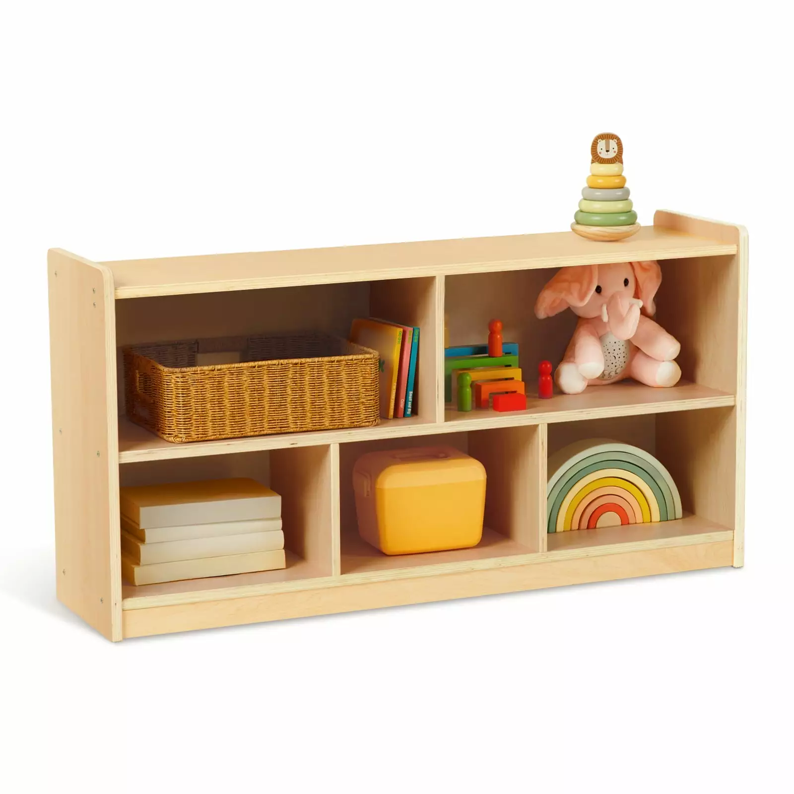 TOOKYLAND Montessori Shelf 5-Section Wooden Storage Cabinet 2-Shelf Toy Arrangers and Storage Kids Classroom Arranger Play...