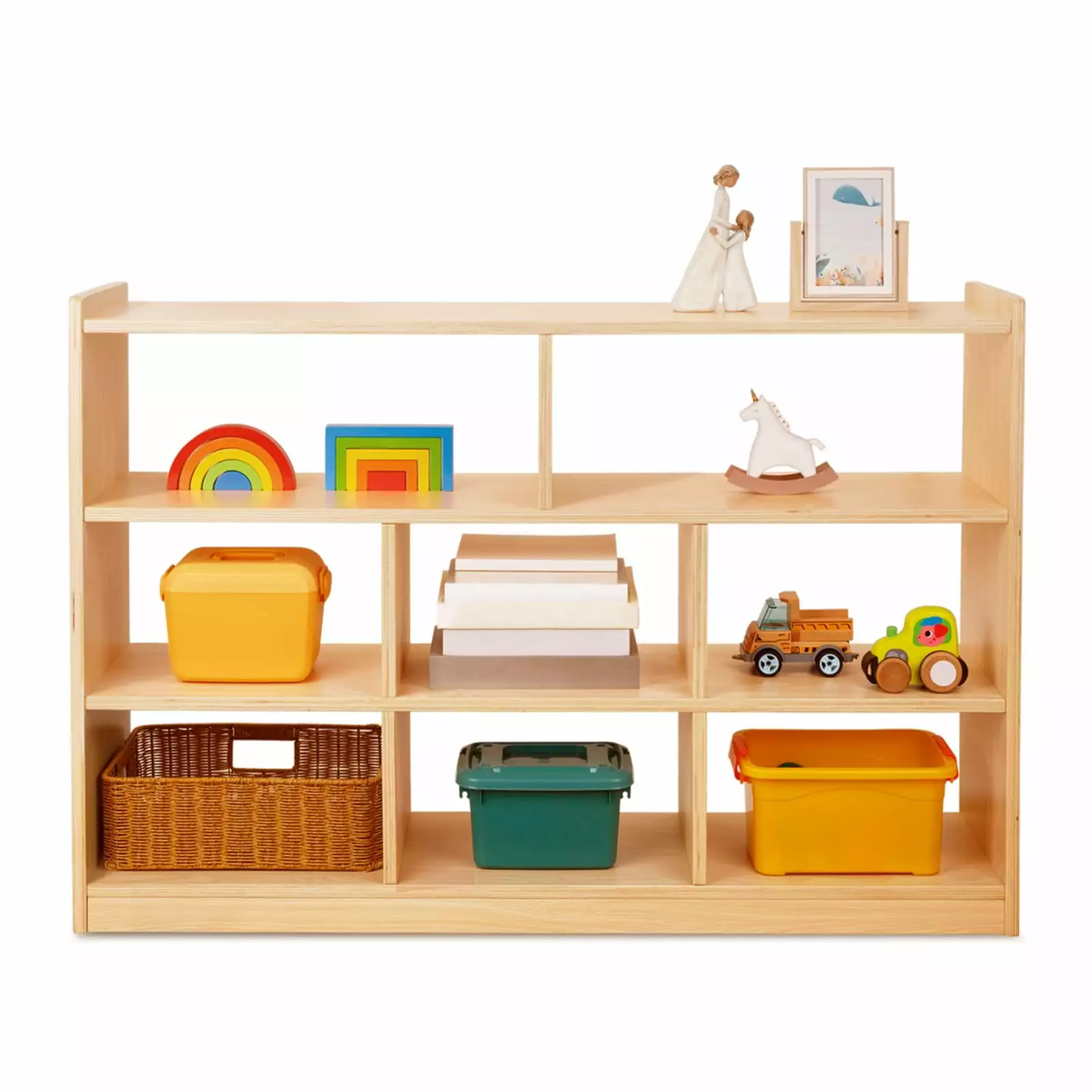 TOOKYLAND Montessori Shelf 8-Section Wood Storage Cabinet Toy Organizer Kids Room Playroom