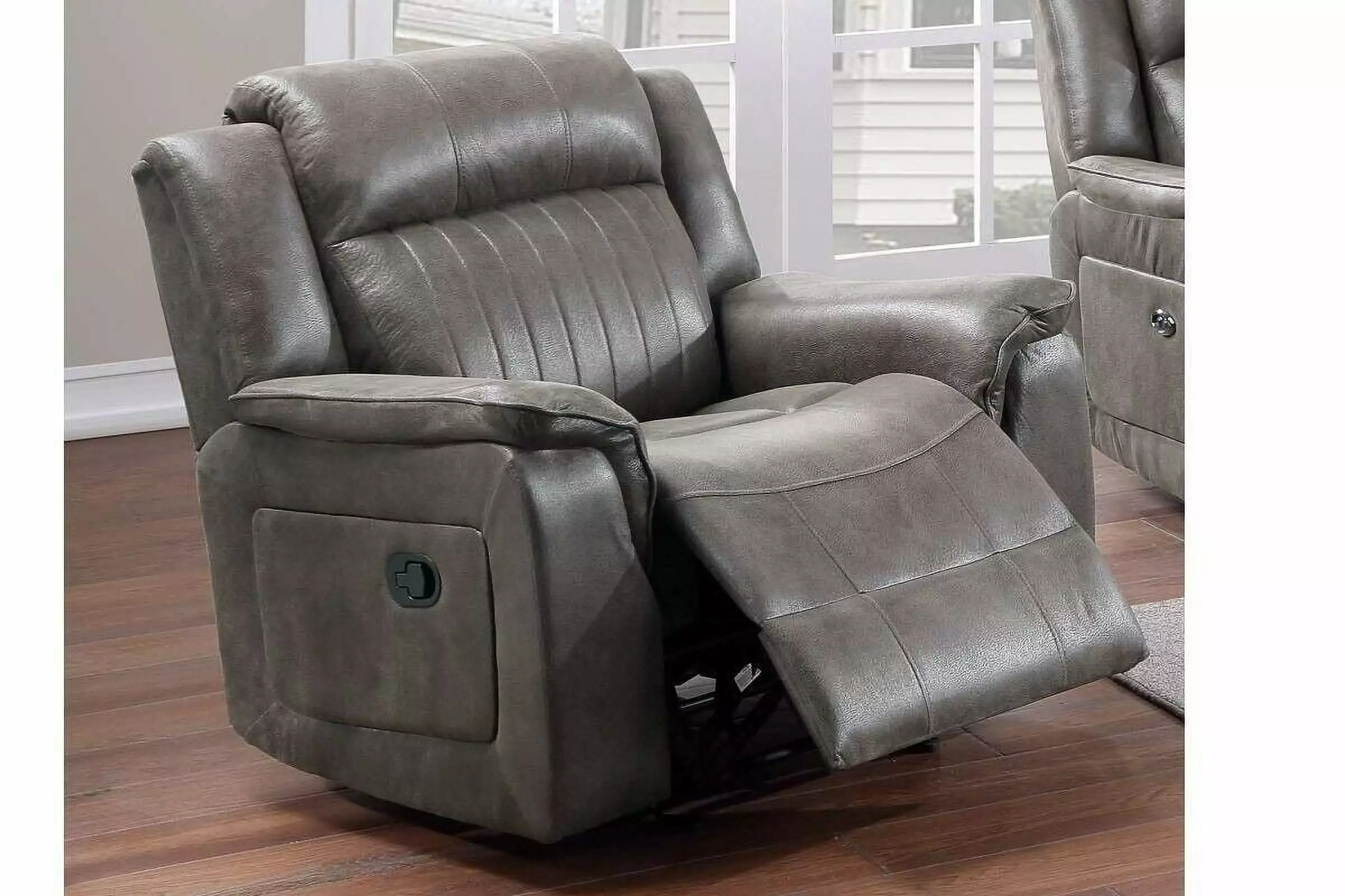 Transitional Slate Blue Leatherette 1pc Motion Recliner Chair Living Room Esofastore