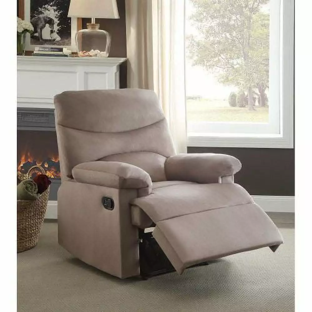 Goldmeet ACME Arcadia Recliner Motion Light Brown Woven Fabric 00703 Comfortable Living Room Chair