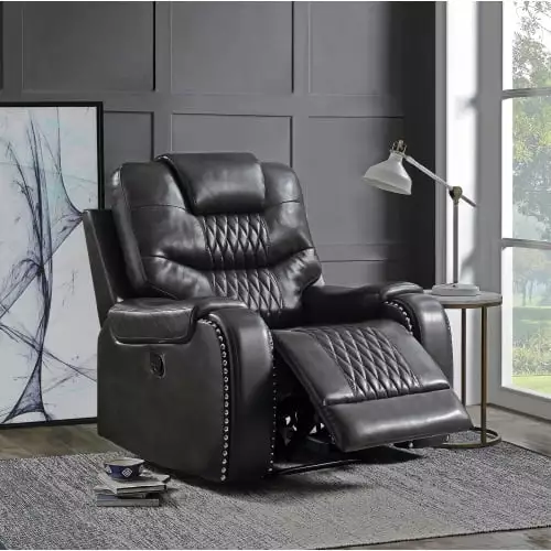 Goldmeet ACME Braylon Recliner Magnetite PU 55412 Motion Feature
