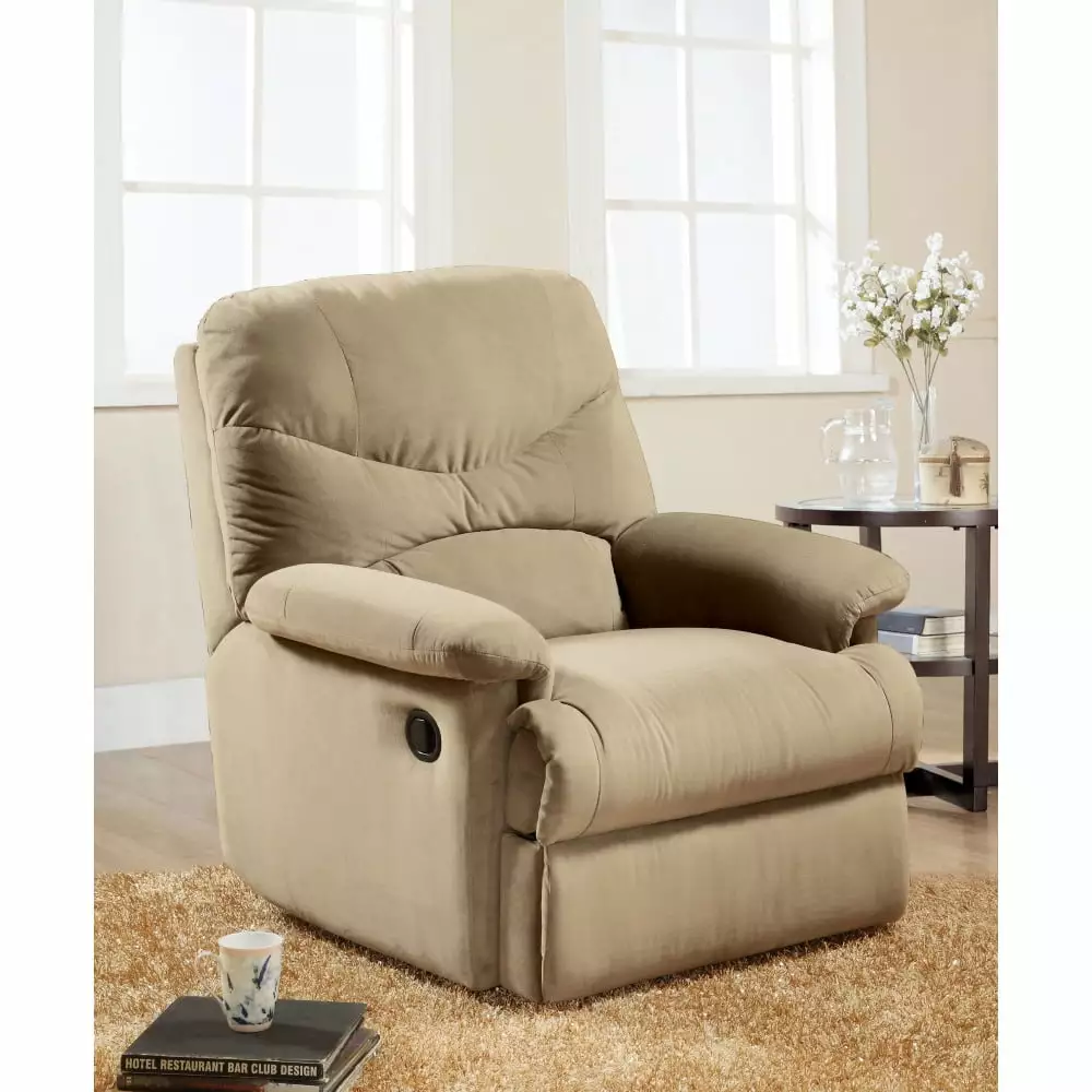 ACME Arcadia Recliner Beige Microfiber - Motion Reclining Chair SuperDope