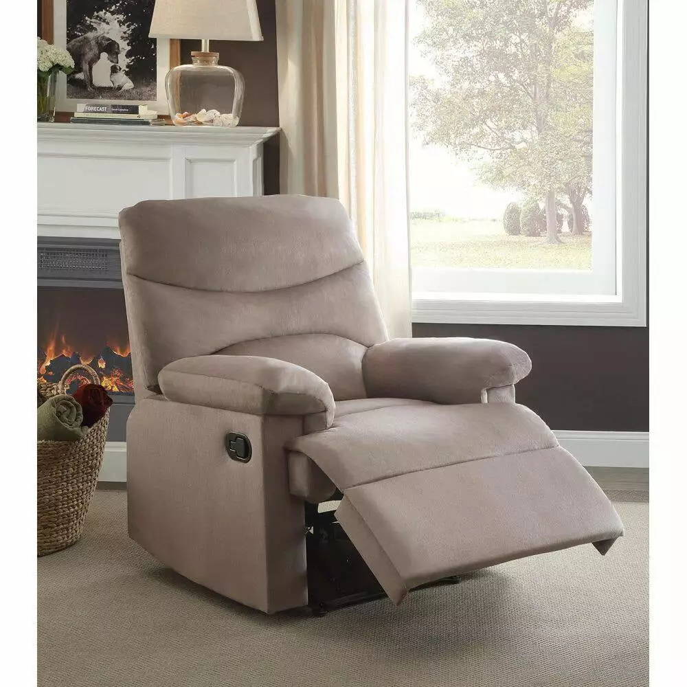 Arcadia Recliner Light Brown Woven Fabric - Motion Recliner Living Room Tcbosik