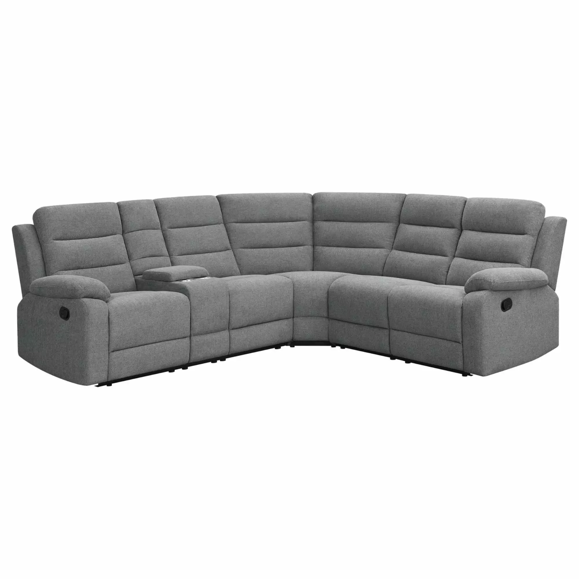 David 3-piece Upholstered Motion Sectional Pillow Arms Smoke Coaster Company
