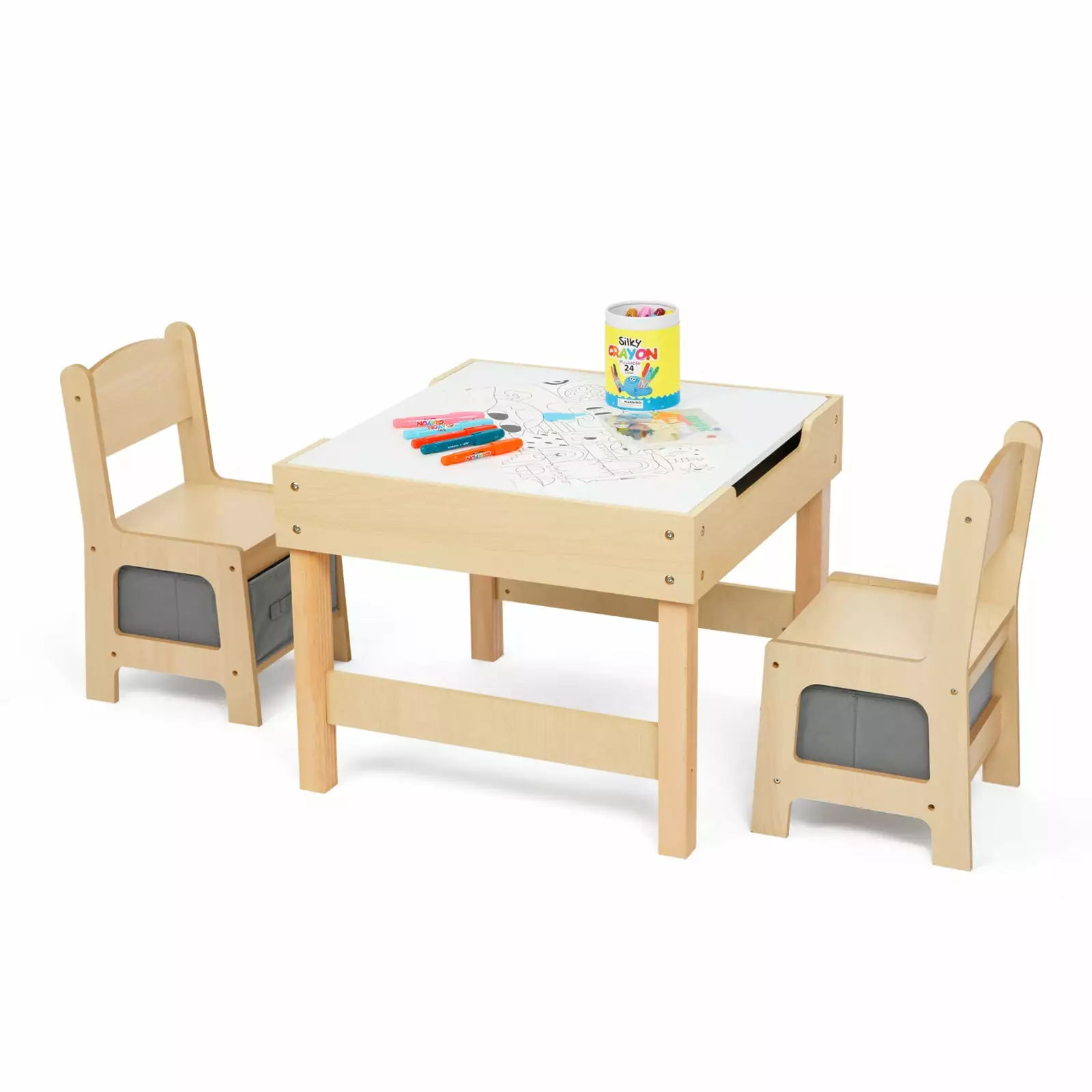 3 1 Kids Table and Chair Set Toddler Table Storage Drawer Home Nursy Playroom TOOKYLAND