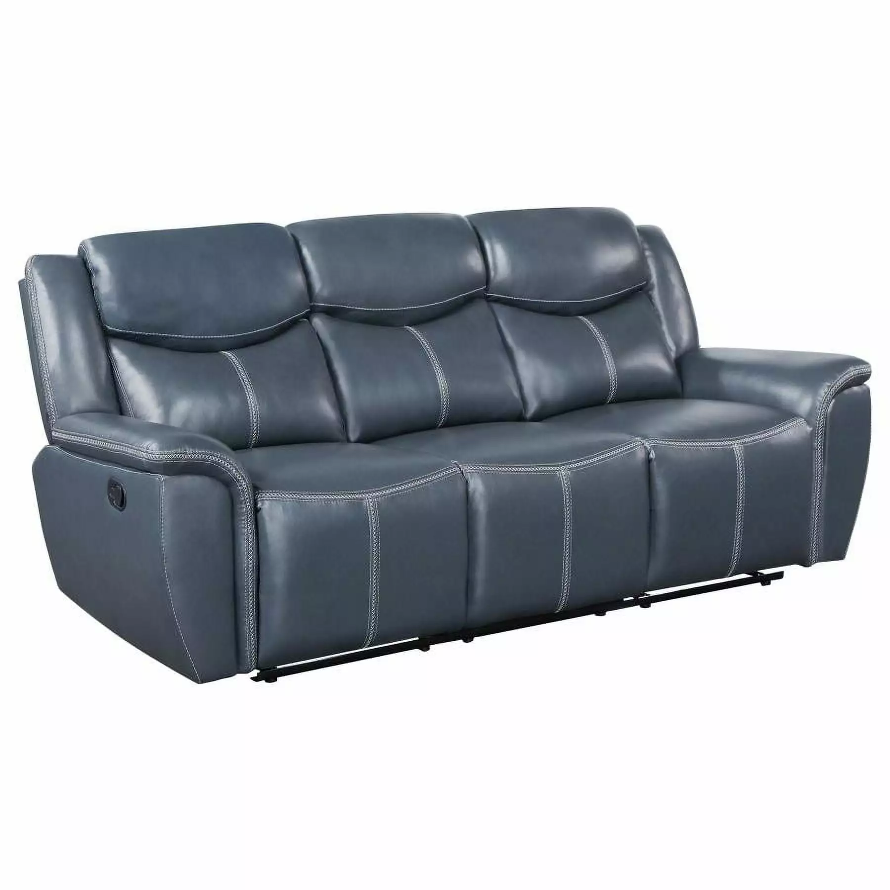 Coaster Sloane Faux Leather Motion Reclining Sofa Drop Down Table Blue Coaster Company