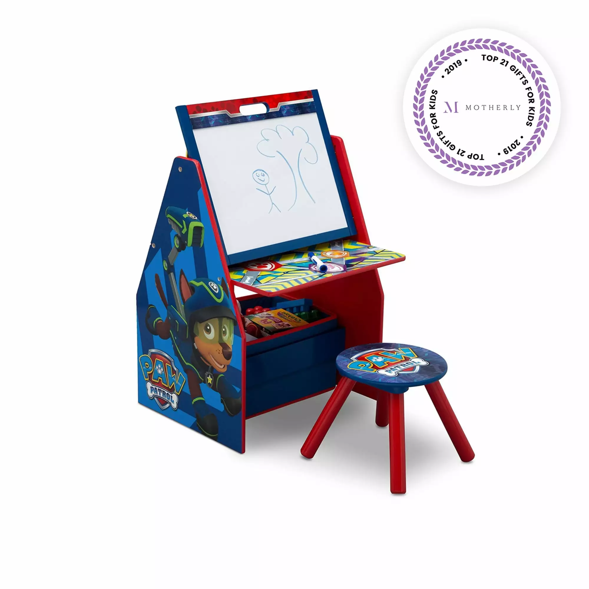 Nick Jr PAW Patrol Deluxe Kids Art Table Easel Desk Stool & Toy Arranger Delta Children