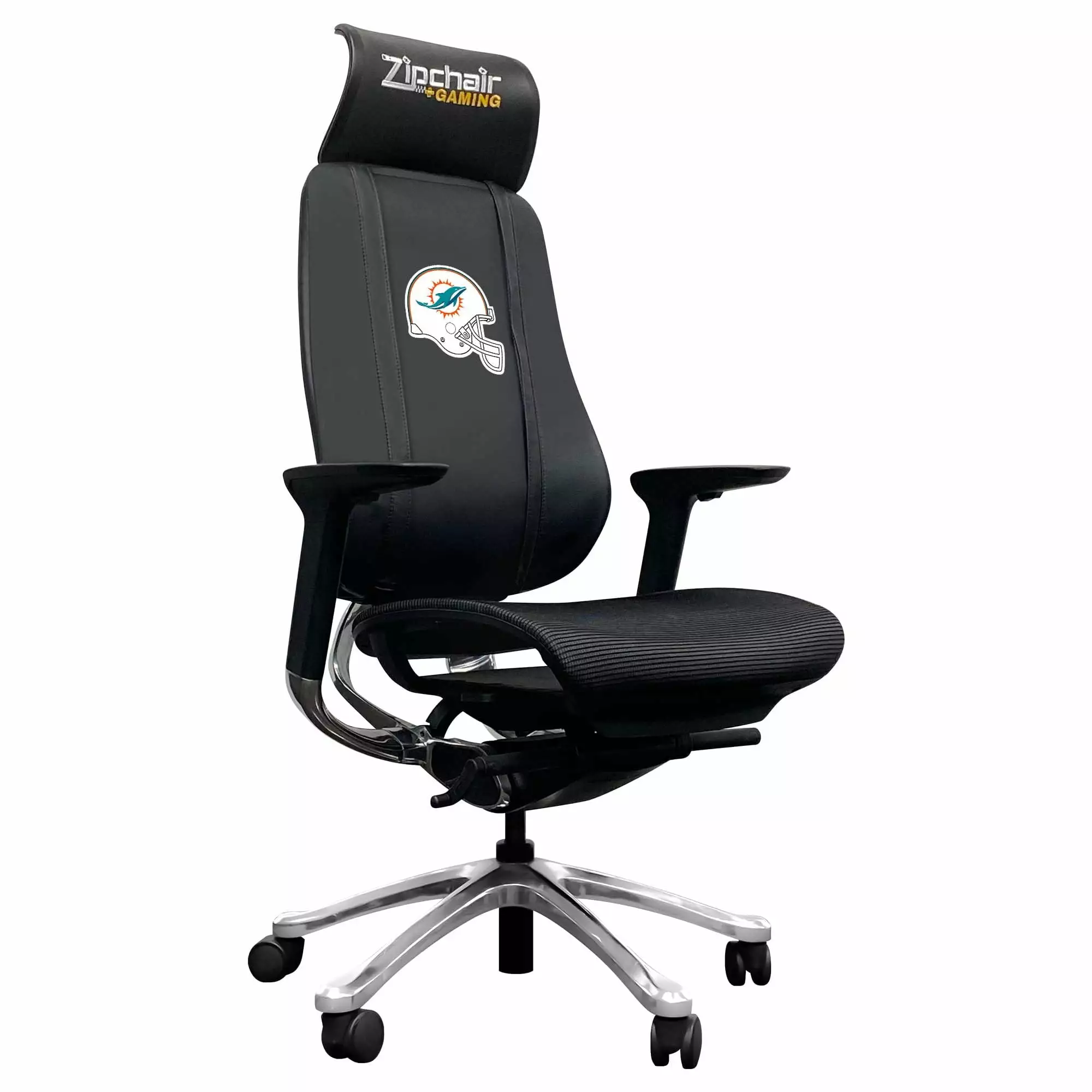 Miami Dolphins Helmet Logo PhantomX Mesh Gaming Chair Zipper System DreamSeat