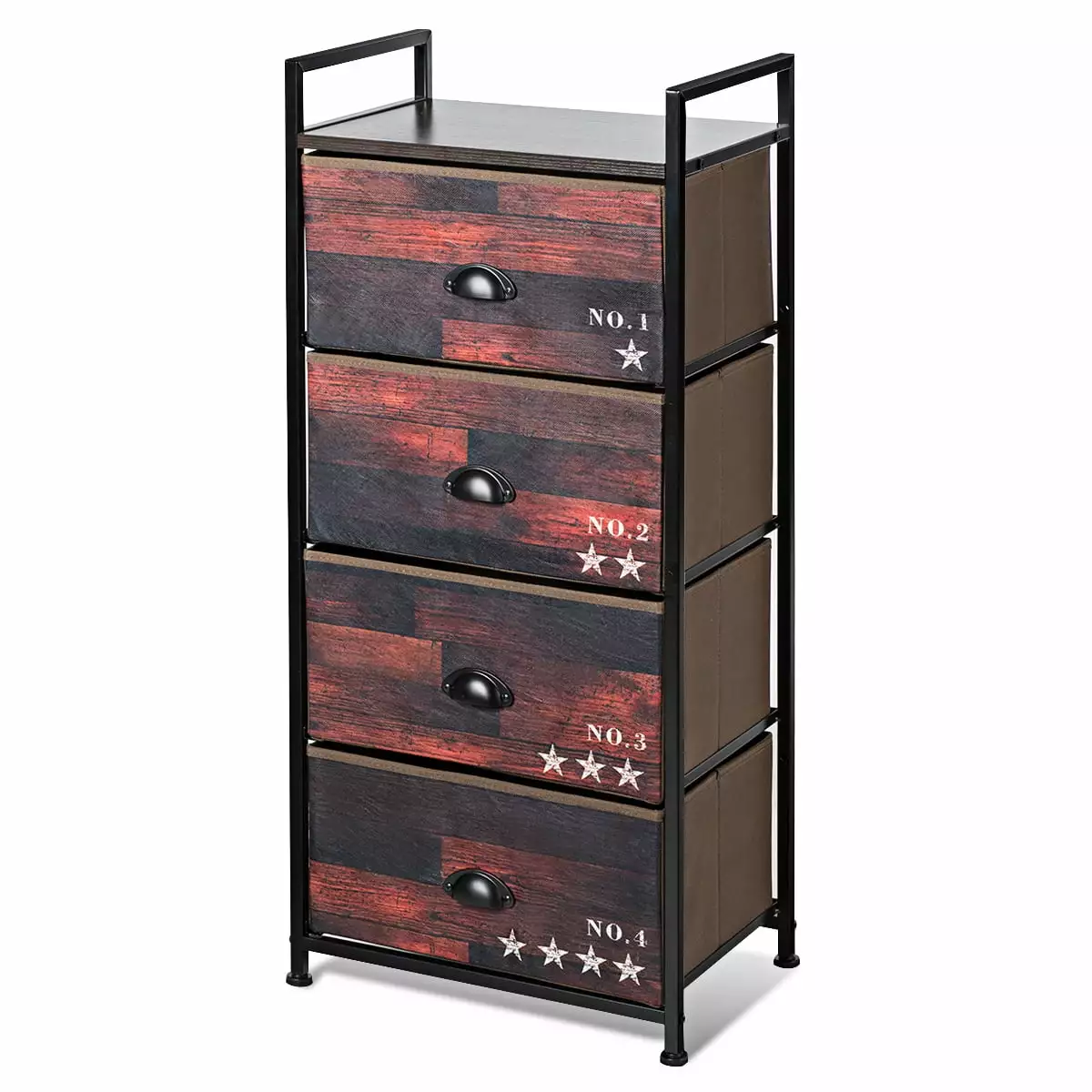 Costway 4 Drawer Fabric Dresser - Sturdy Steel Frame Storage Tower Nightstand