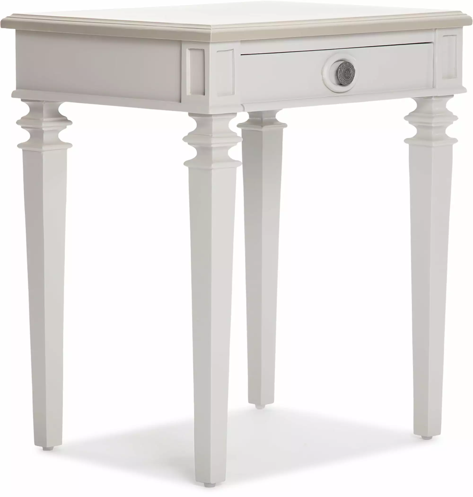 Finch Benson End Table Nightstand Drawers Light Gray Bedside Table