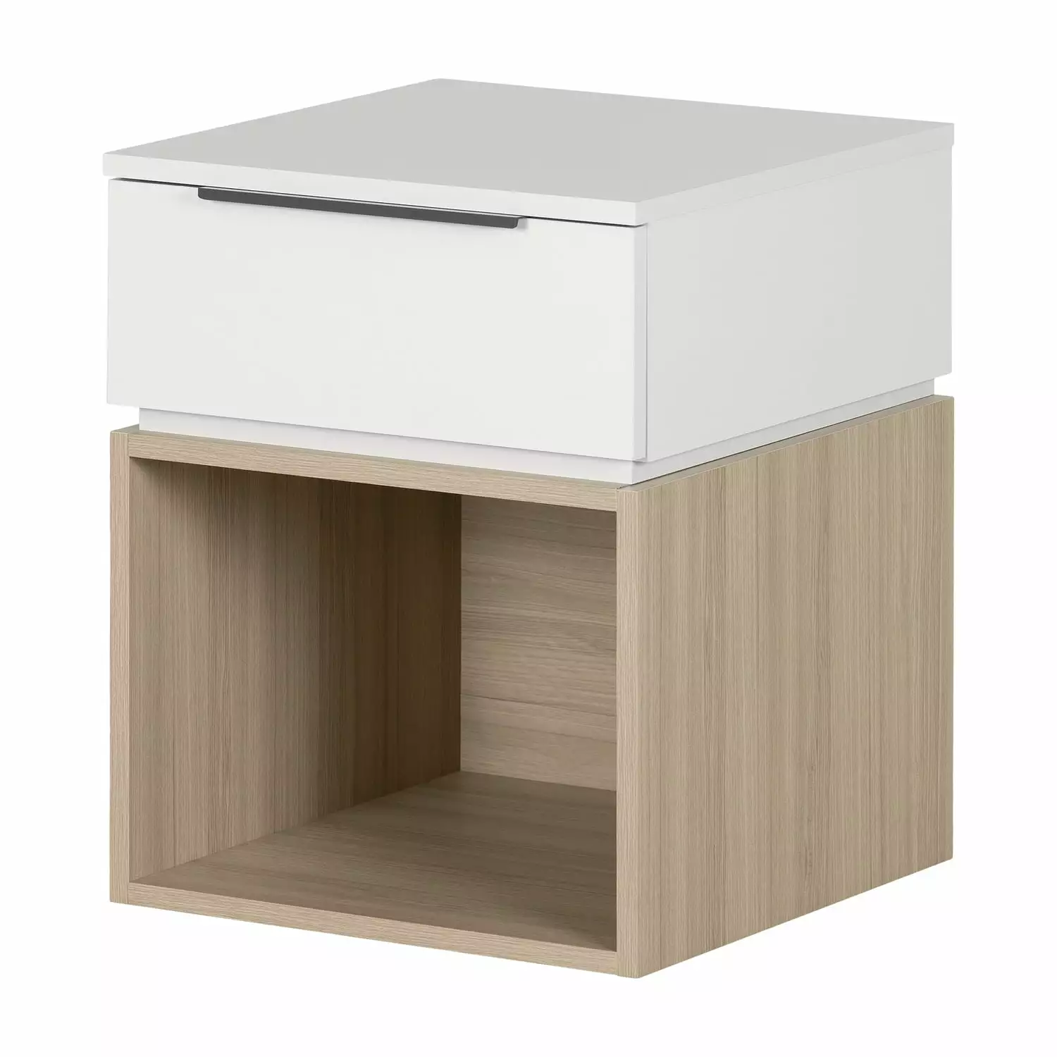 HomeStock Neo-Timelessal Nostalgia 1-Drawer Nightstand Soft Elm And White Bedroom End Table