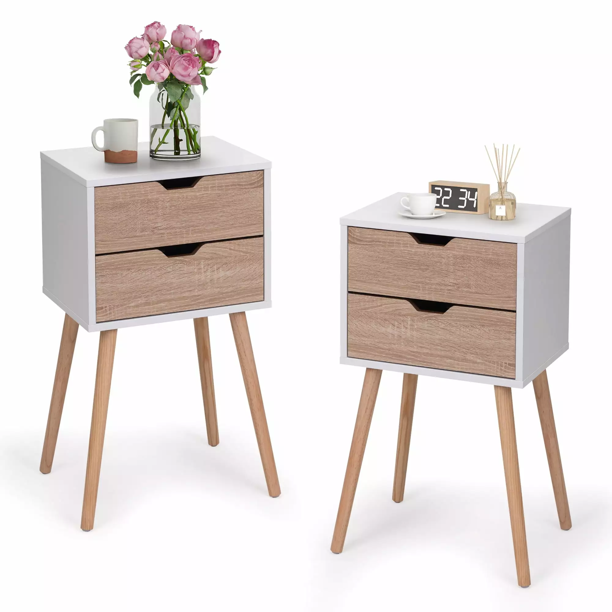 JAXPETY Nightstand Set 2 2 Drawers, Bedside Tables Bedroom and Living Room