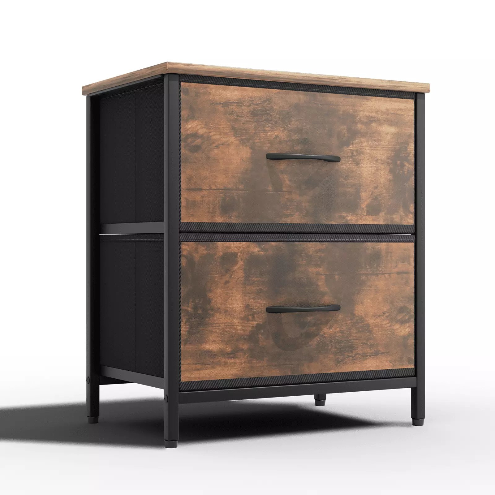 Magshion 2 Drawer Dresser Modern Bedside Table Nightstand Fabric Storage Tower Wooden Grain