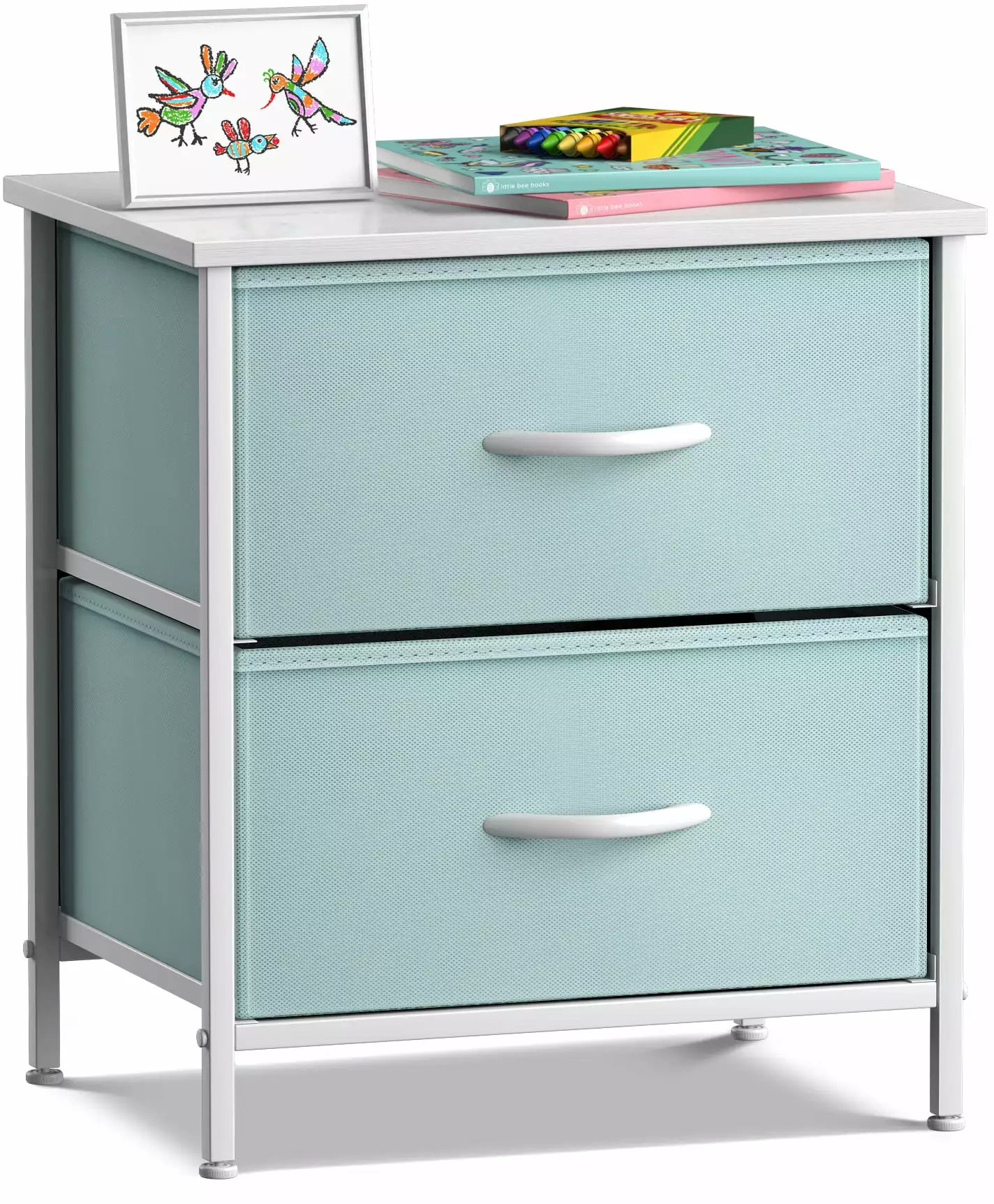 Sorbus 2 Drawers Nightstand Chest End Table Aqua Bedside Table Storage