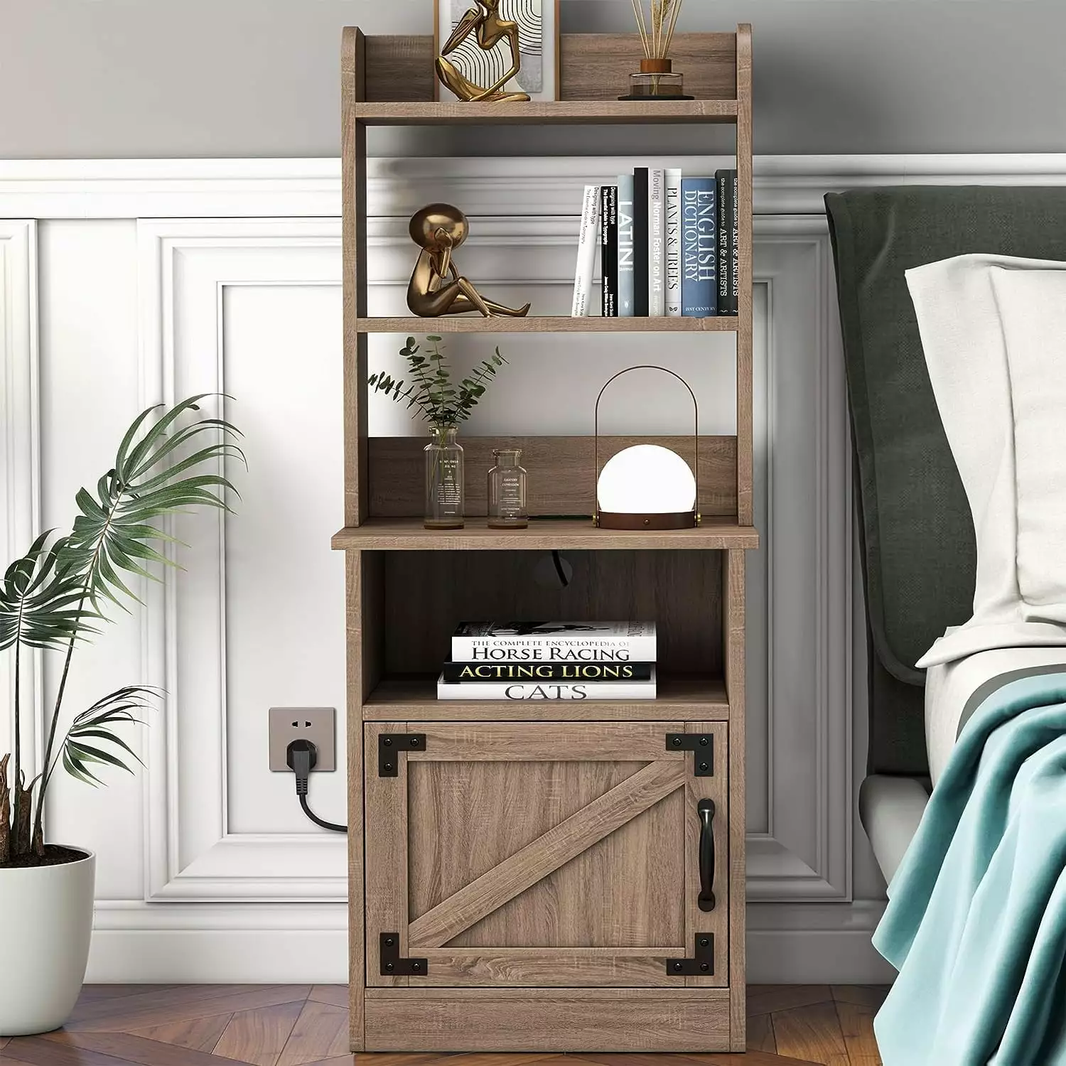 Tolead 47 Nightstand Bookshelf and Charging Station